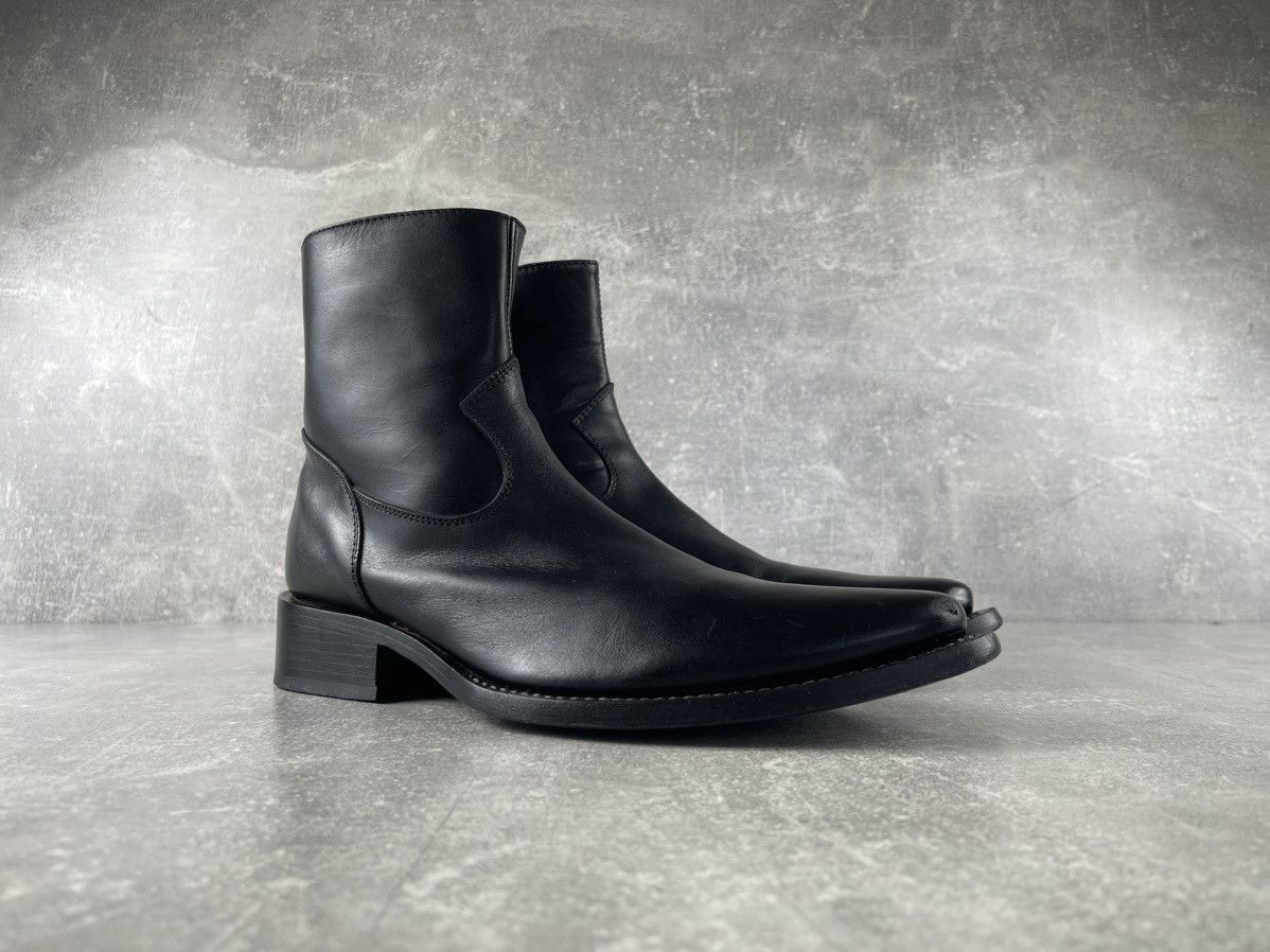 Mauri Minimalist Avant Garde Italian Leather Zip Ankle Boots Black Size US 7 / EU 40 - 2 Thumbnail