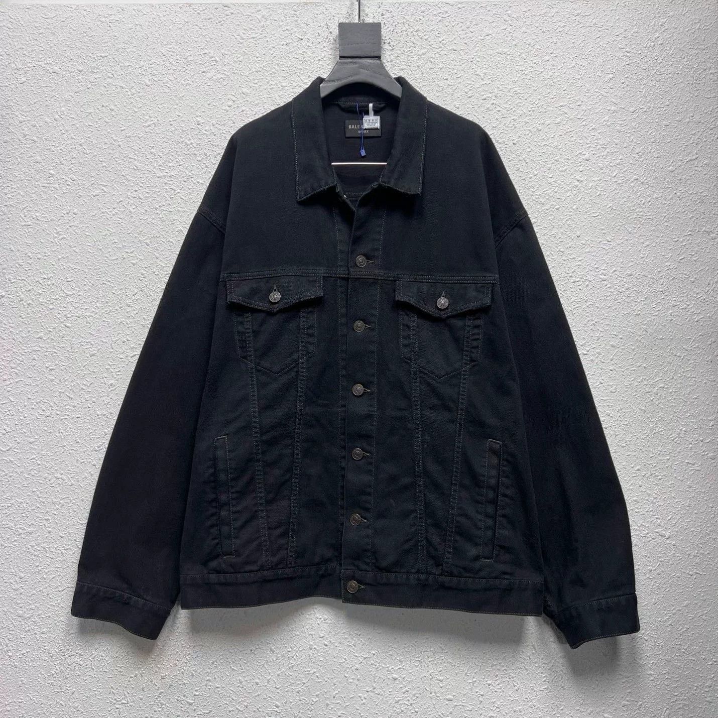 Balenciaga Black Denim Jacket with Graffiti Logo