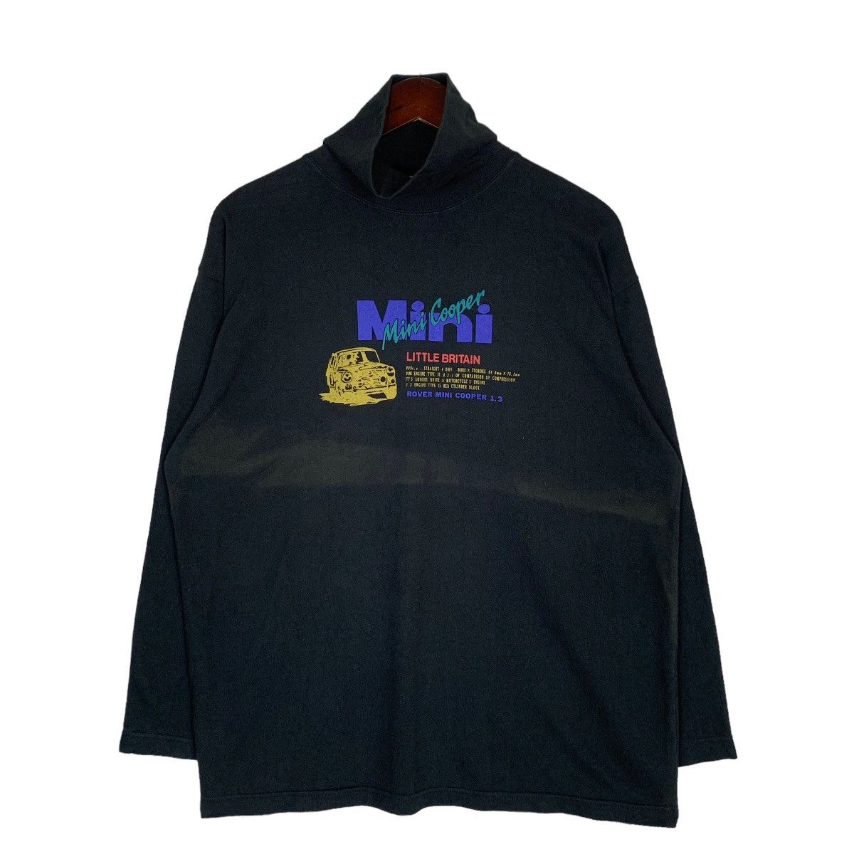 image of Vintage Rover Mini Little Britain Mini Cooper Sweatshirt Longsleeve in Black, Men's (Size Large)