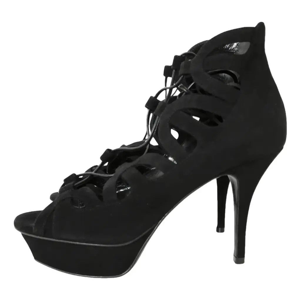 Saint Laurent Paris Saint Laurent Suede Lace-Up Caged Sandals Size US 7.5 / IT 37.5 - 1 Thumbnail