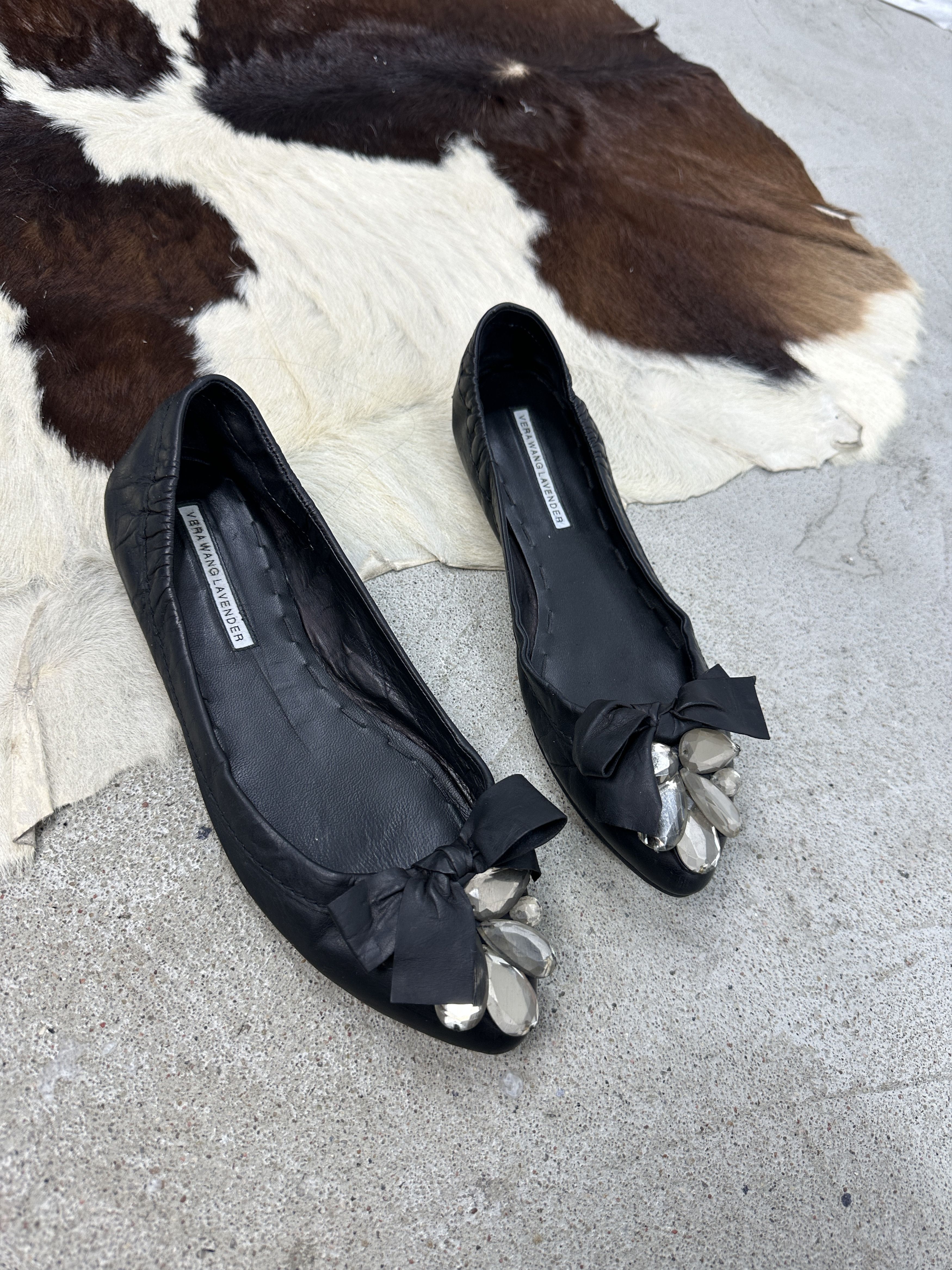 Vera Wang × Vintage Vintage Avant Garde Leather Opium Vera Wang 00s Balletflats Size US 7 / IT 37 - 1 Thumbnail