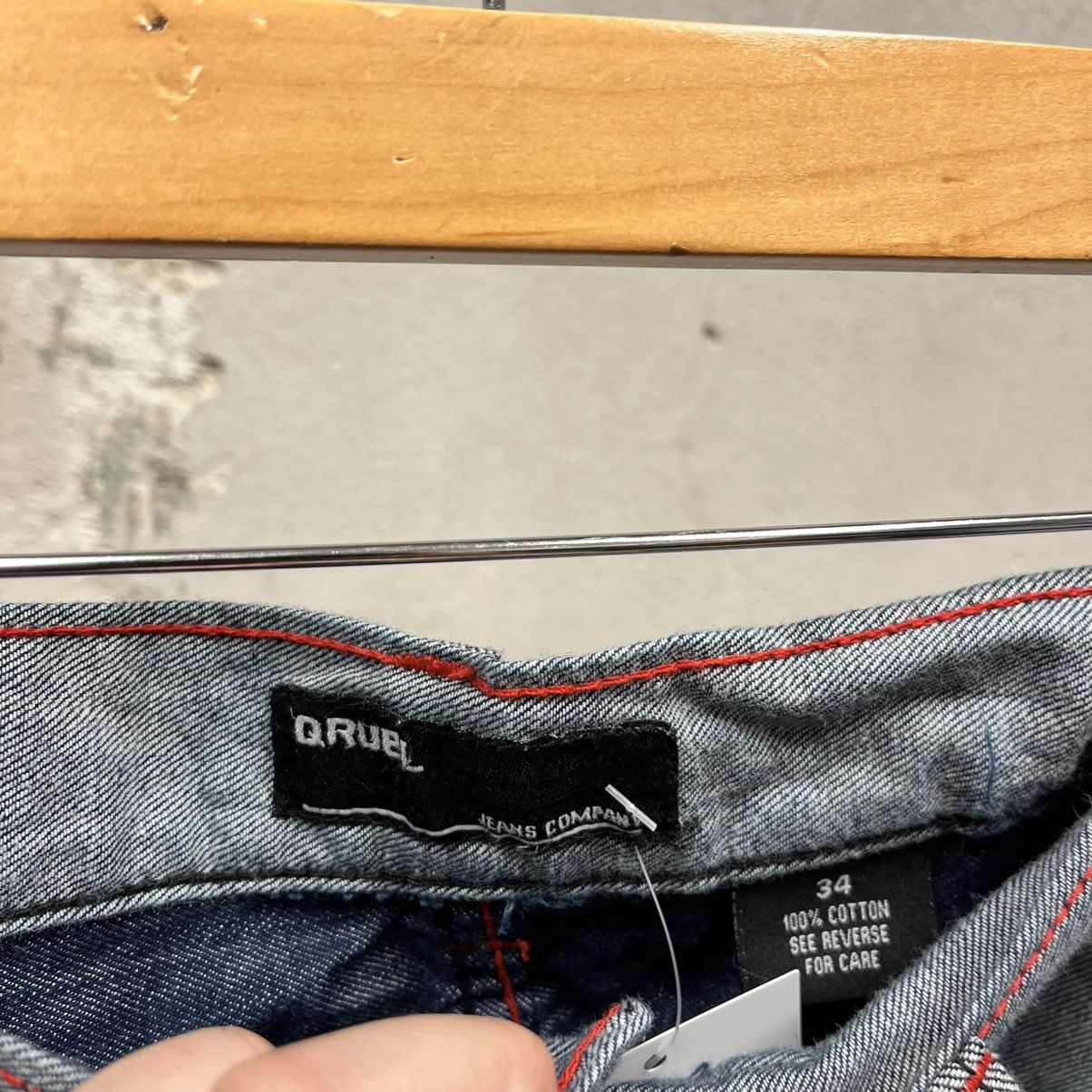 Other Qruel Vintage Y2K Light Wash Red Stitch Embroidered Jeans 34 Size US 34 / EU 50 - 3 Thumbnail