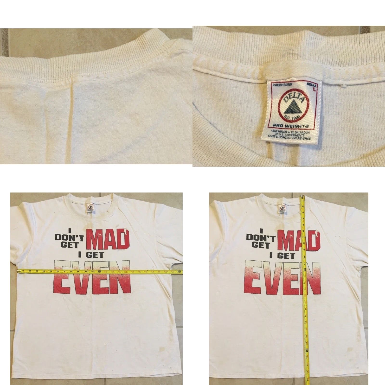 Vintage VINTAGE I Dont Get Mad I Get Even Faded Distress Shirt M XL Funny Grunge 90s T-Shirt Mens Clothing Size US M / EU 48-50 / 2 - 10 Thumbnail