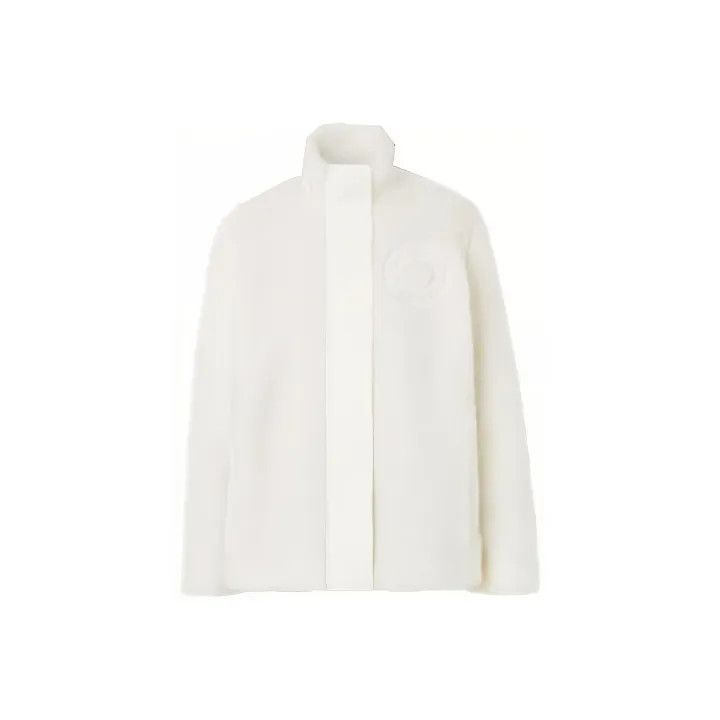 Burberry Burberry White Logo Wool Blend Jacket 0079 Size M / US 6-8 / IT 42-44 - 1 Thumbnail