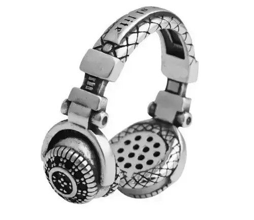 Jewelry x Ring Gold Plated Headphones Ring Skater Rap Retro Graffiti 2000S Hip Hop Def in Silver