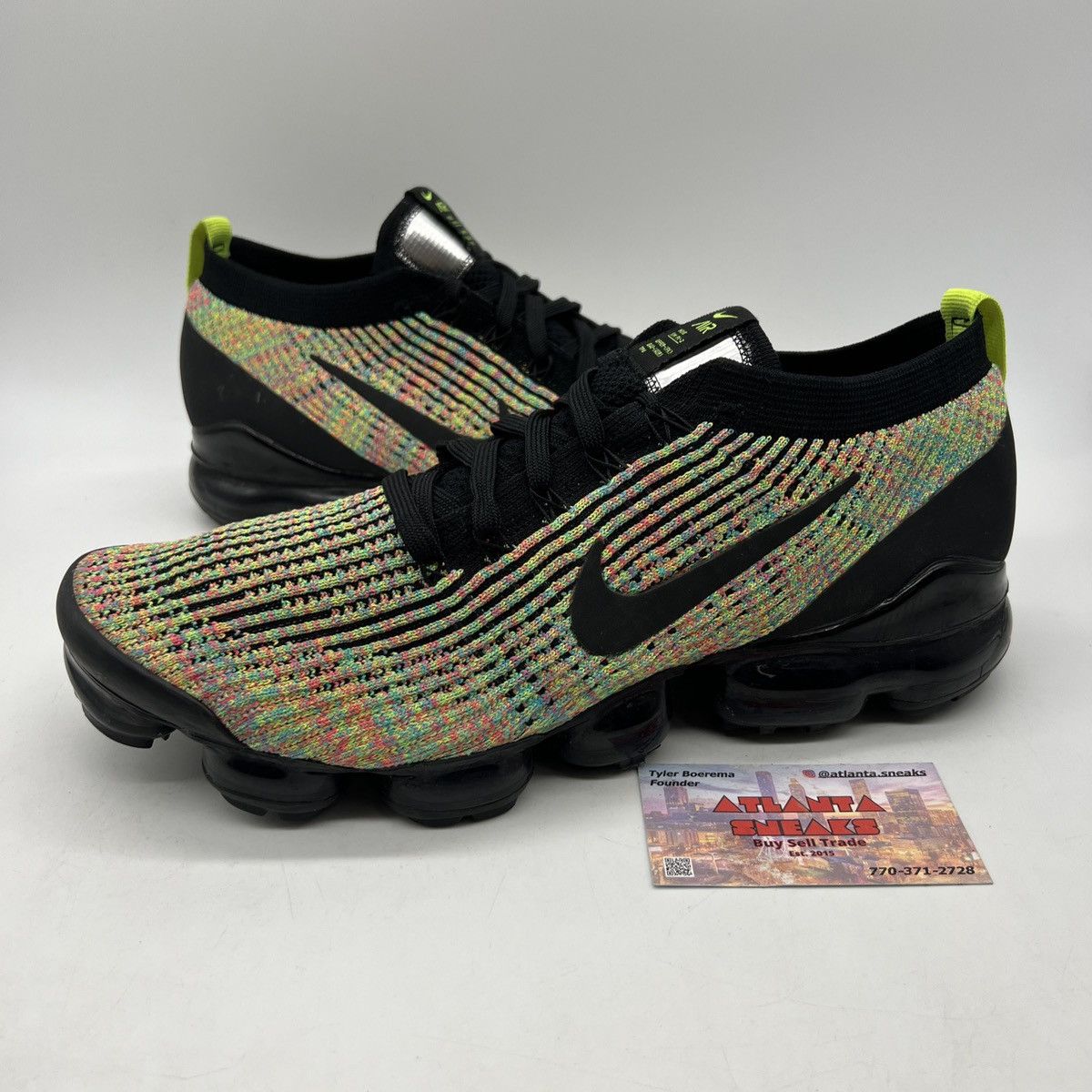 image of Nike Air Vapormax Flyknit Multi-Color Shoes in Black, Men's (Size 12)