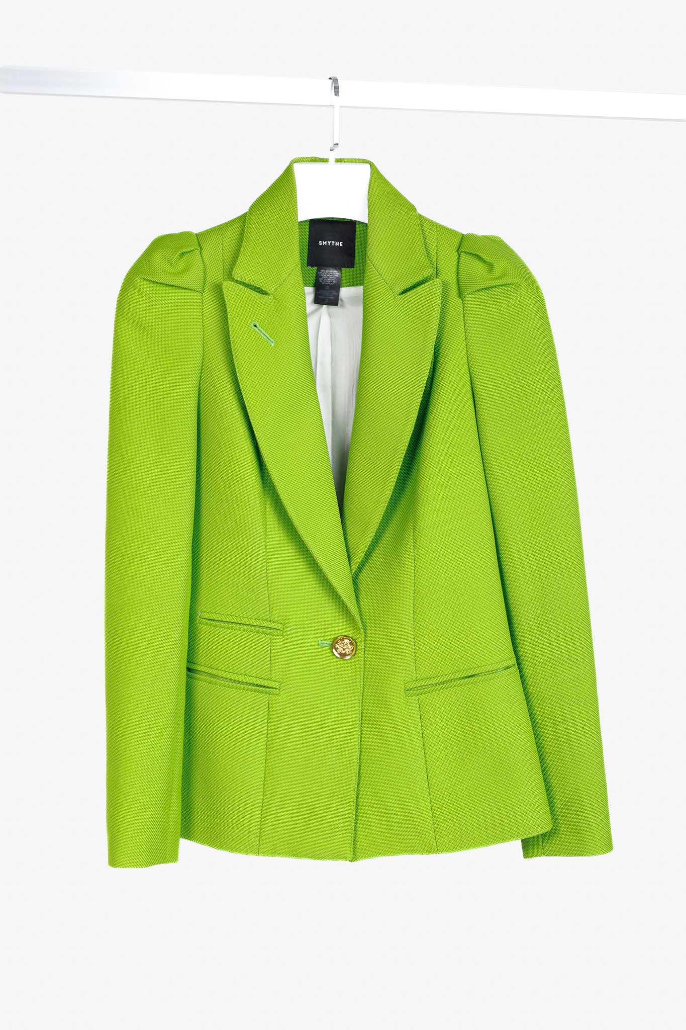 SMYTHE Smythe Box Pleat Lime Cotton-Blend Blazer Size XS / US 0-2 / IT 36-38 - 1 Thumbnail