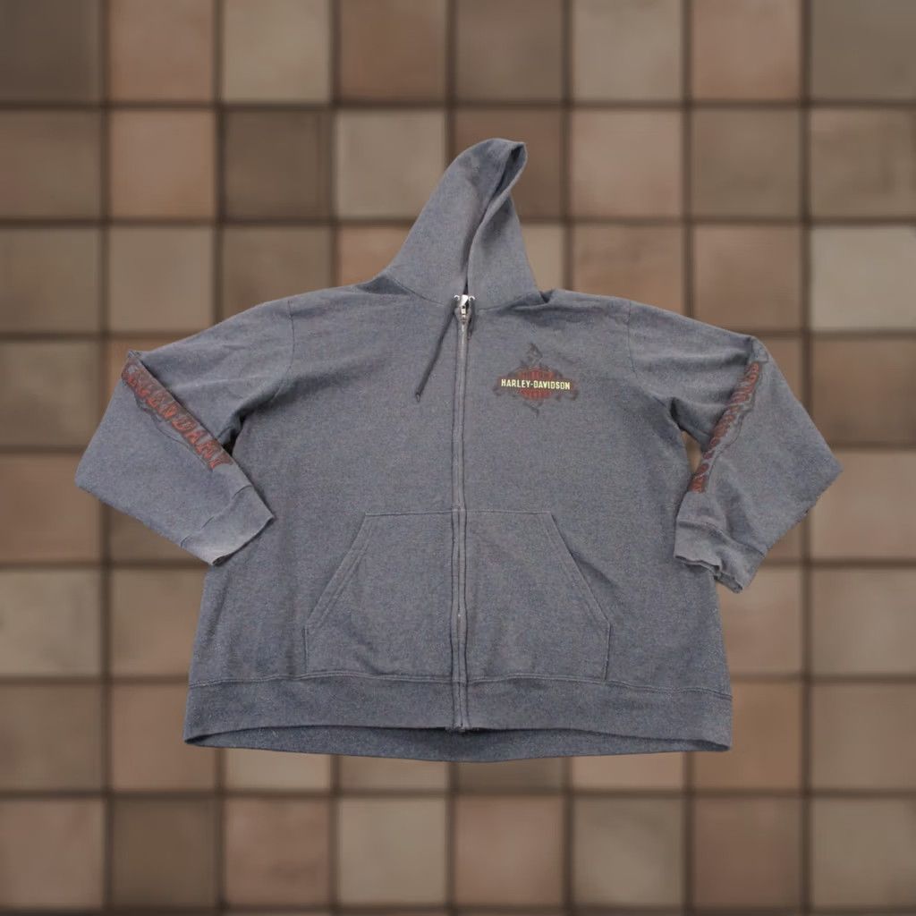 Harley Davidson Harley-Davidson Jacket Men XL Legendary Logo Windbreaker Hooded Full Zip Pockets Gray Biker Riding Vintage? Size US XL / EU 56 / 4 - 1 Thumbnail