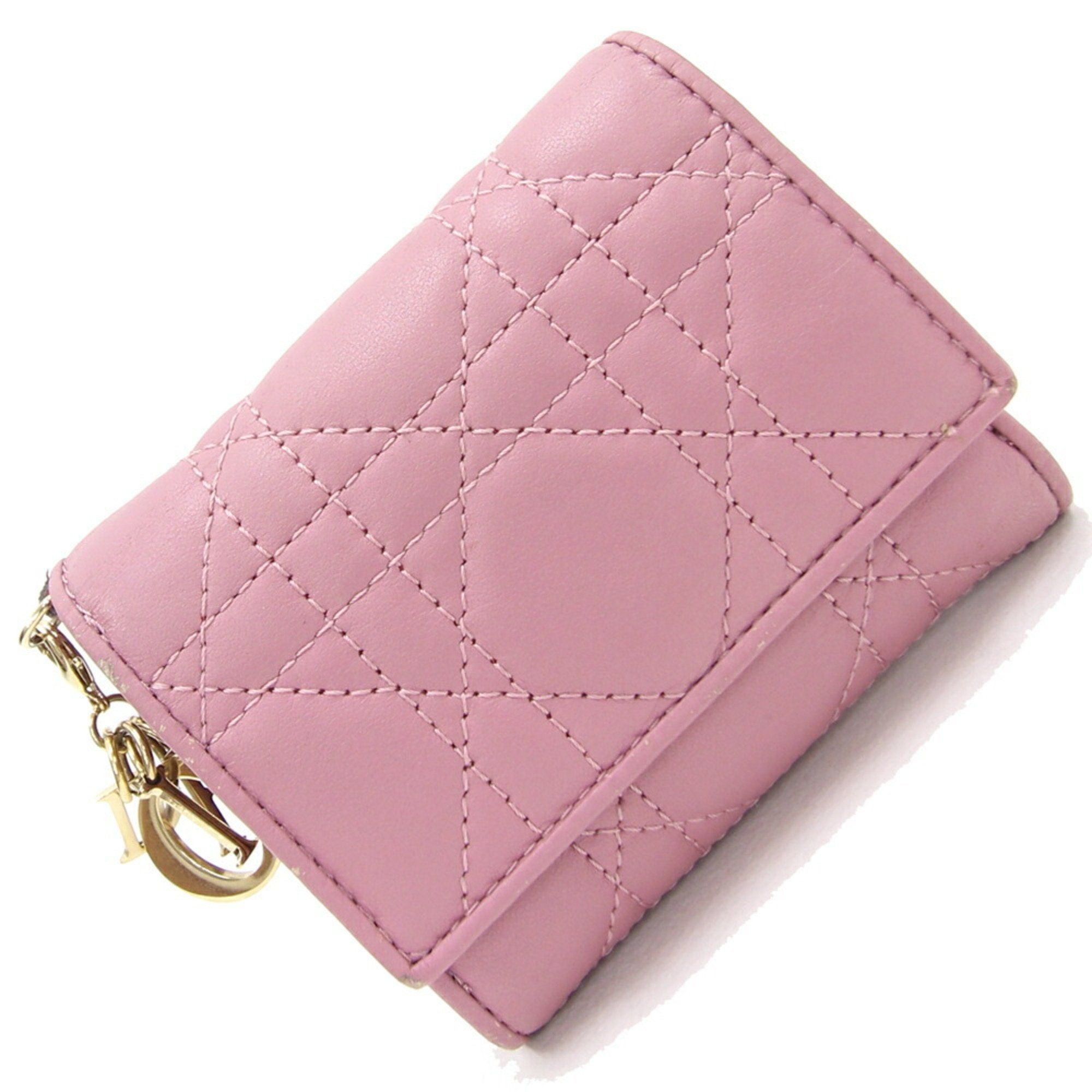 image of Christian Dior Dior Trifold Wallet Lady Lotus S0181Onmj Pink Leather Compact Ladies Christian, Wome