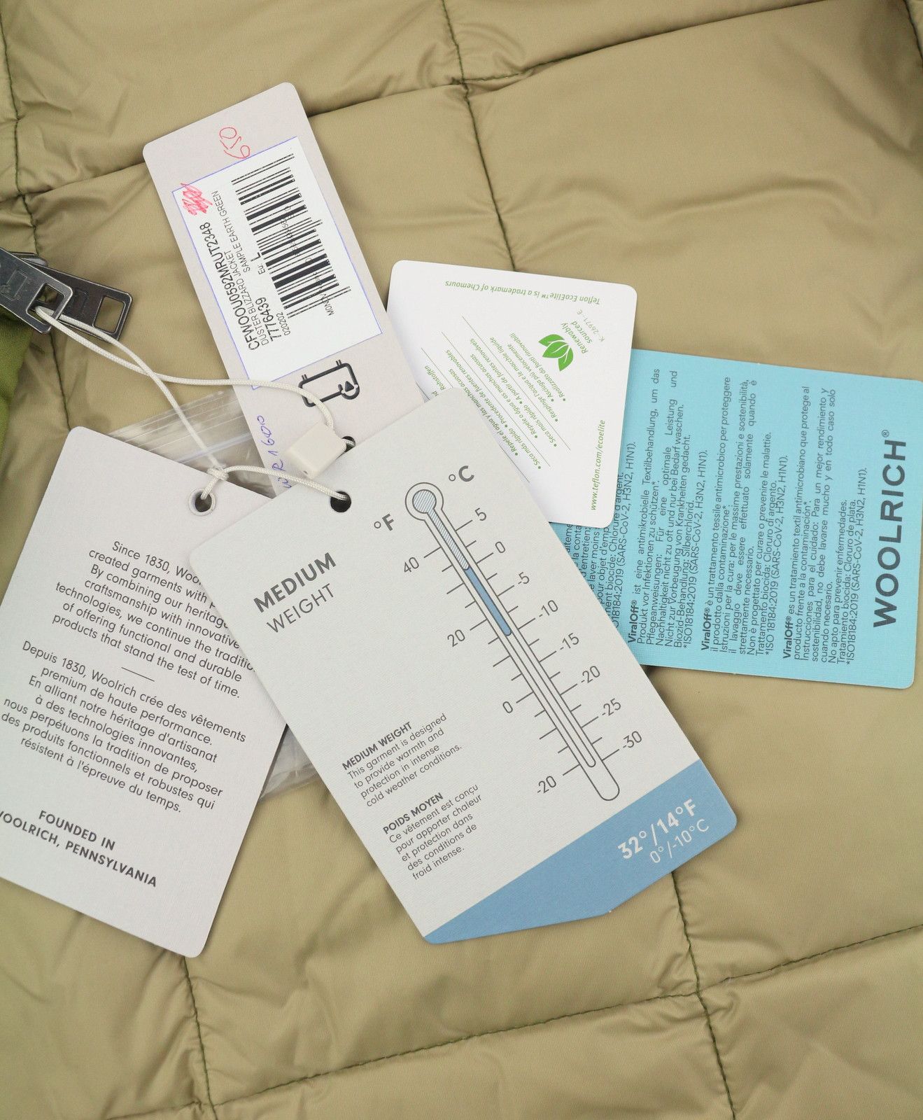 Woolrich Woolen Mills Duster L Green Down Sherpa Quilted 86895 Size US L / EU 52-54 / 3 - 9 Thumbnail