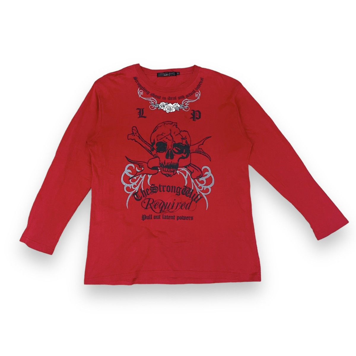 image of Hysteric Glamour x Seditionaries Thruxton Premium Skull Punk Long Sleeve Tshirt in Red (Size Large)