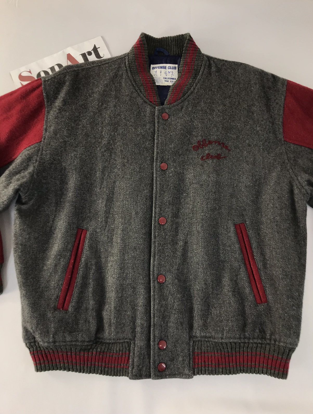 Vintage Vtg Varsity jacket Wool Distressed OffenseClub Troy Bros Size US XL / EU 56 / 4 - 3 Thumbnail