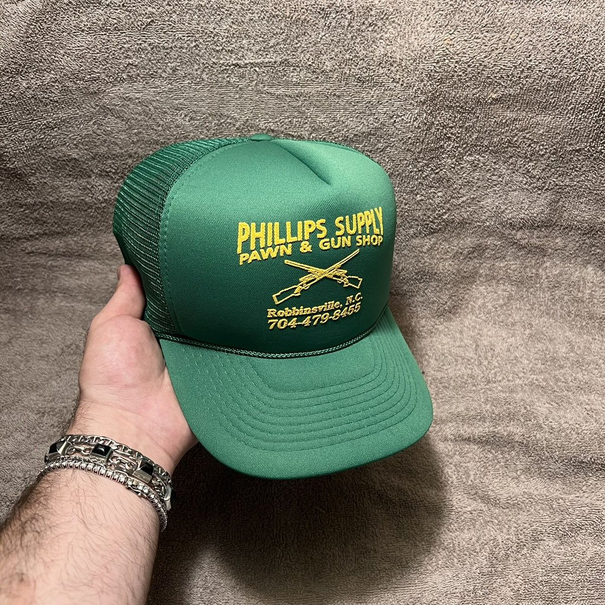 Vintage Vintage 90s Pawn Shop Firearm Gun Mesh Trucker Hat SnapBack Size ONE SIZE - 1 Thumbnail