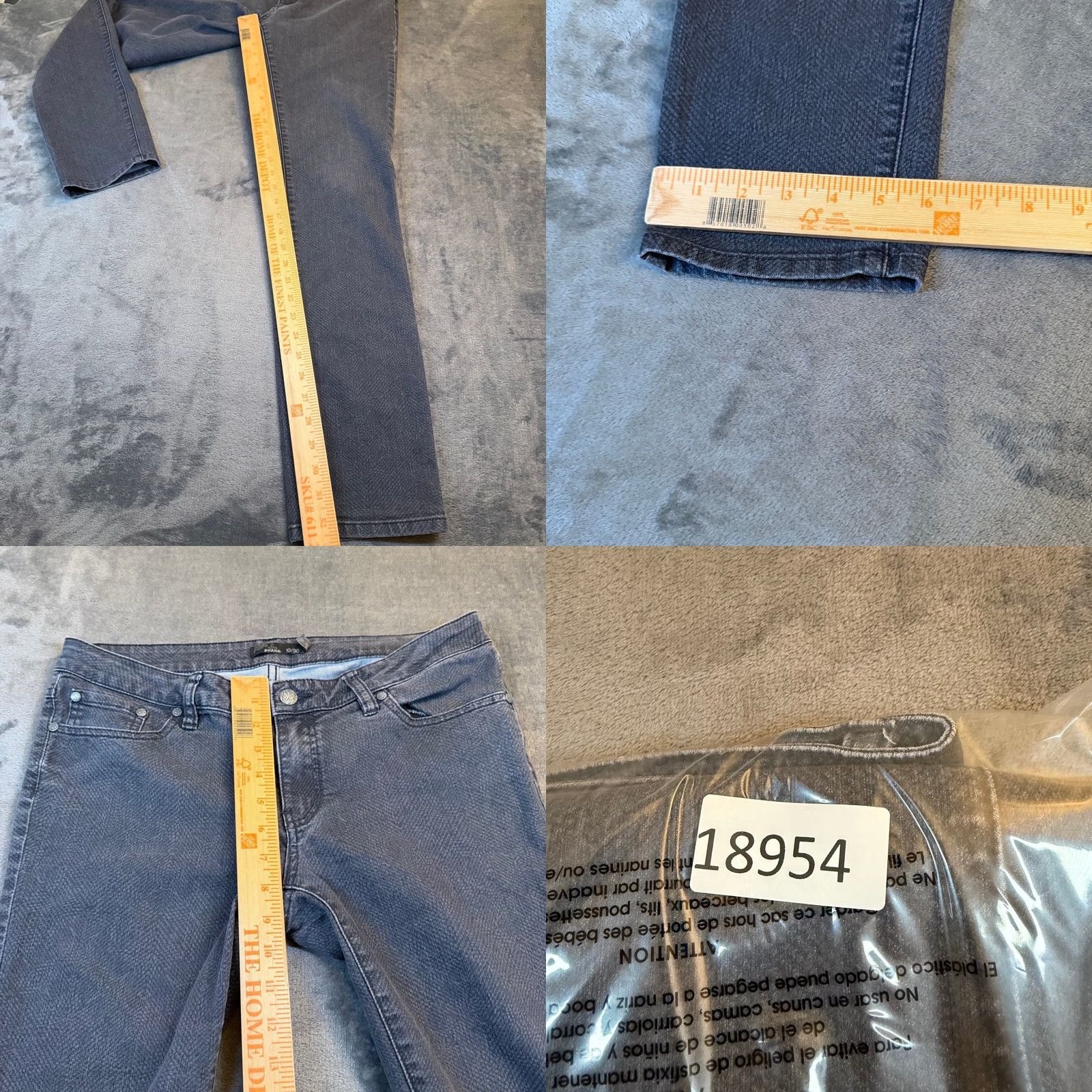 Prana prAna Kara Jeans Womens Size 10 Gray Stretch Organic Cotton Denim 5-Pocket Slim Skinny Moderate Rise GrAy Size 32" / US 10 / IT 46 - 8 Thumbnail