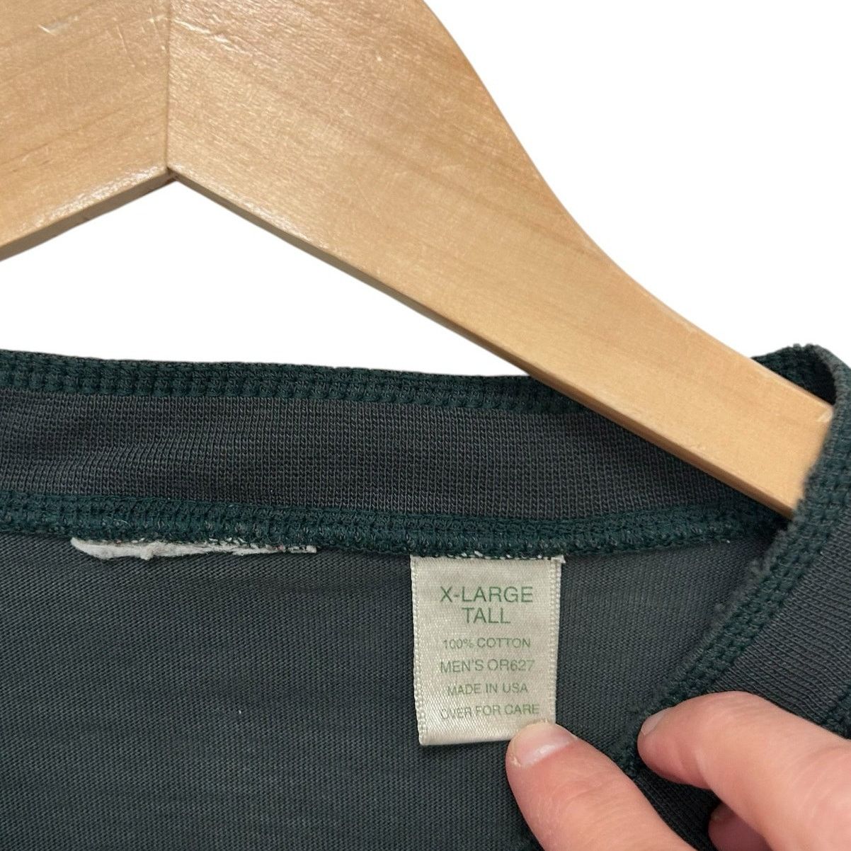L.L. Bean Vintage LL Bean Green Long Sleeve Henley Sz XLT Size US XL / EU 56 / 4 - 2 Thumbnail