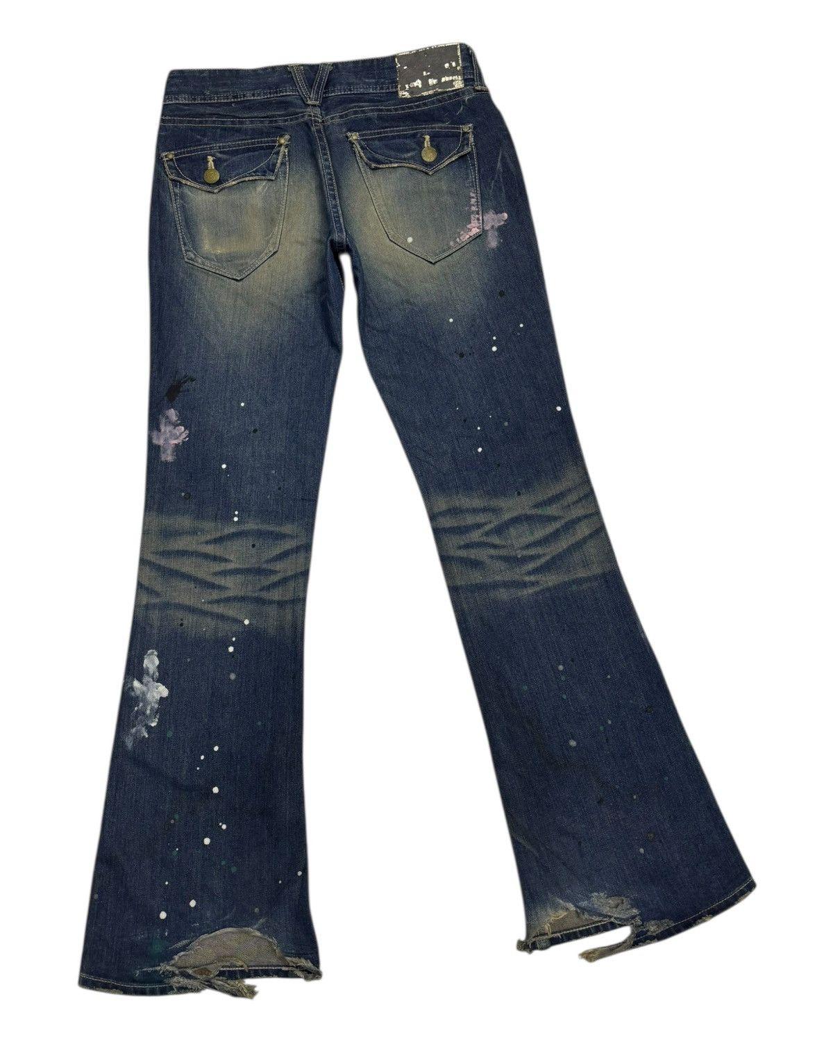 If Six Was Nine × Number (N)ine VANQUISH THRASHED PUNK DISTRESSED FLARED DENIM JEANS Size US 32 / EU 48 - 4 Thumbnail