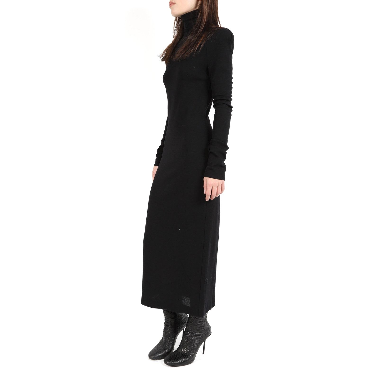Haider Ackermann FW17 3D Turtleneck Maxi Dress in Black Wool Size XS / US 0-2 / IT 36-38 - 3 Thumbnail