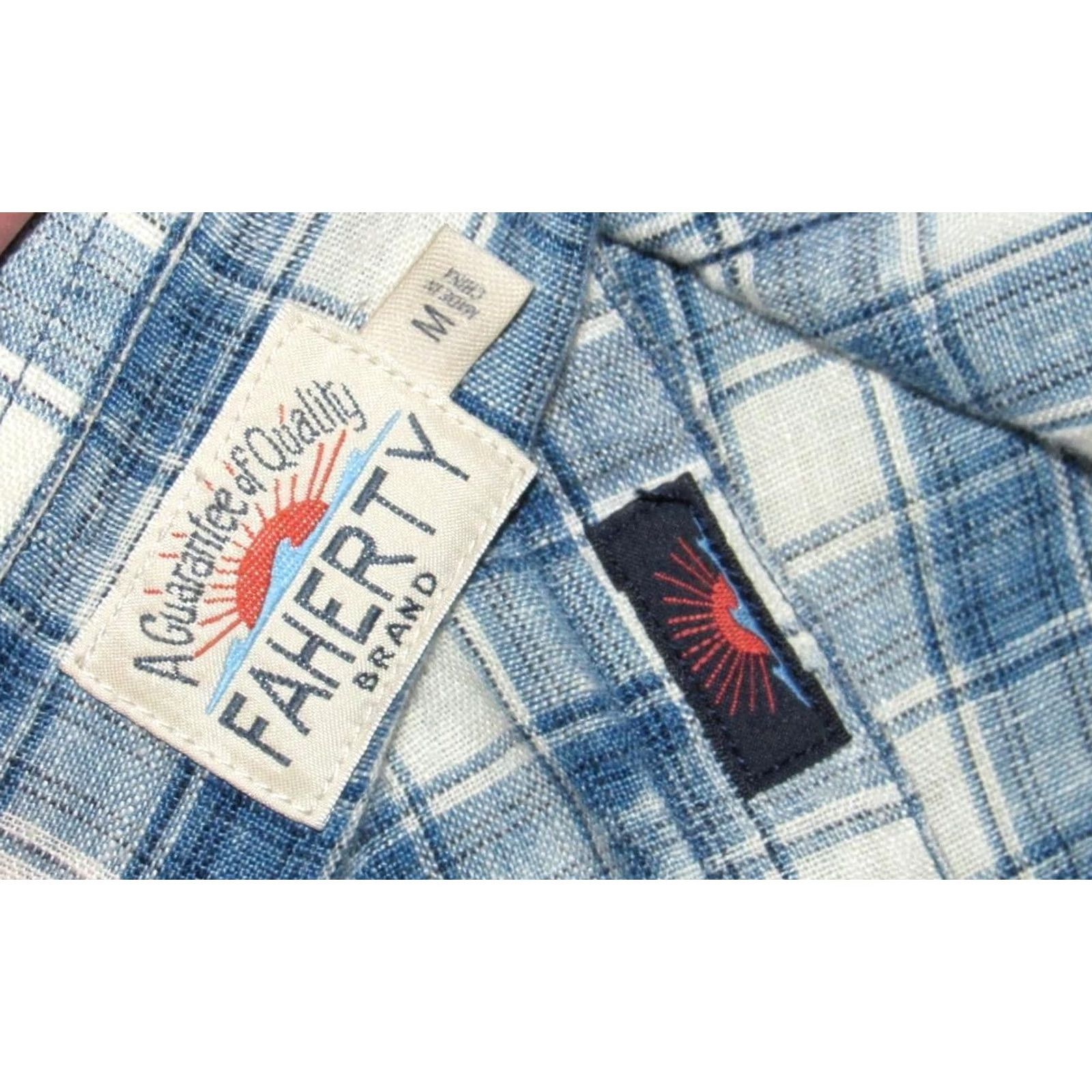Faherty FAHERTY Blue Plaid Linen Long Sleeve Button Down Shirt Medium Mens Size US M / EU 48-50 / 2 - 3 Thumbnail