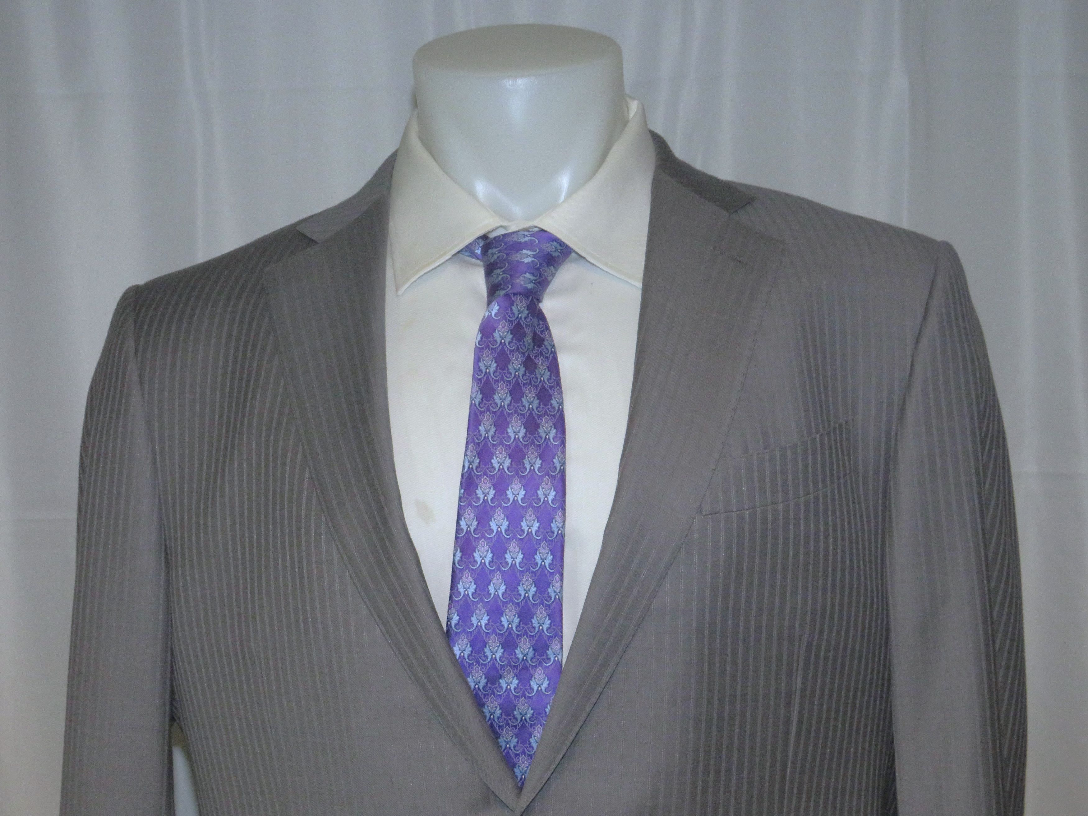 Ermenegildo Zegna Su Misura Trofeo Gray Stripe Current Two Button Suit 44R Size 44R - 4 Thumbnail