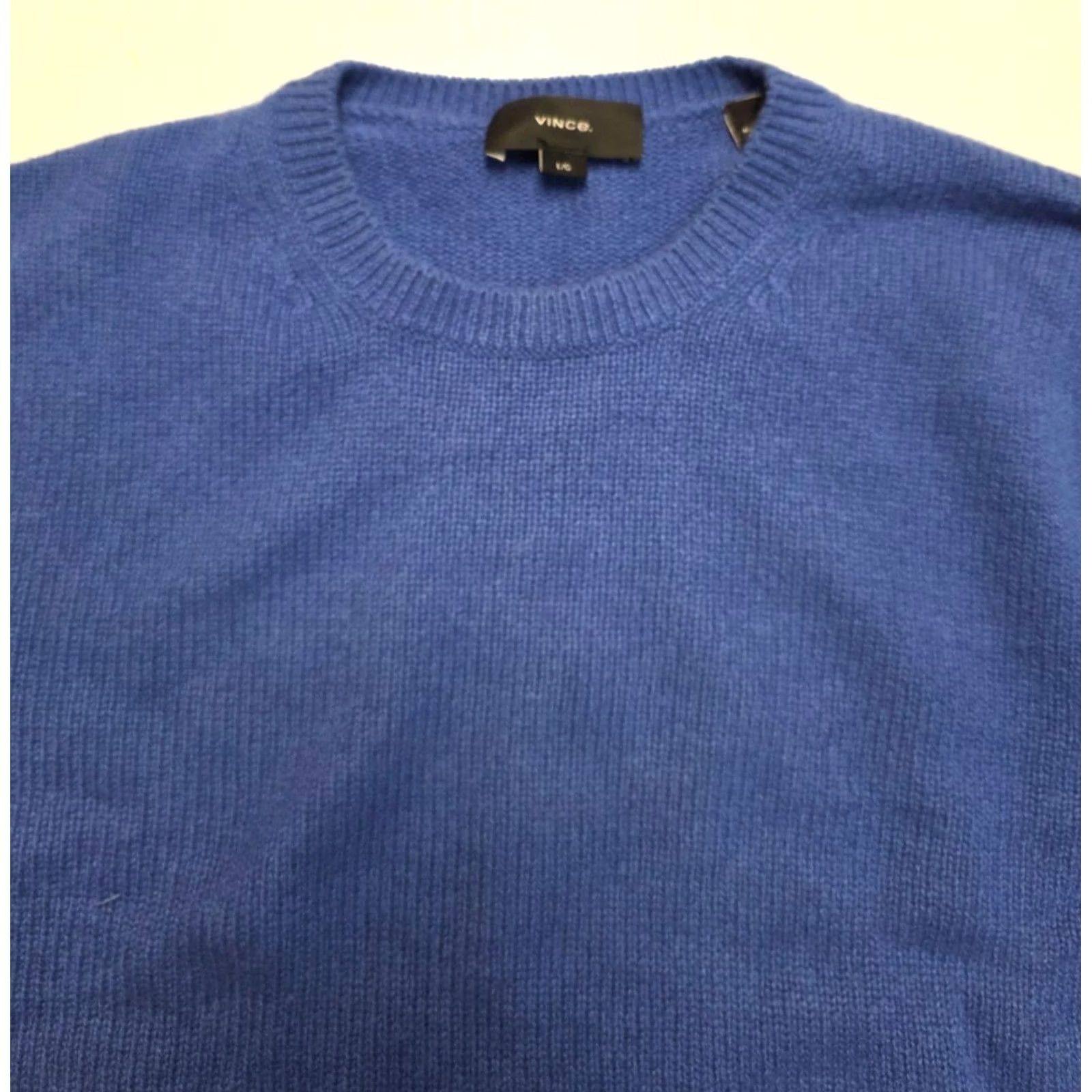 Vince Sweater Pullover Crew Neck Heavy Knit 100% Cashmere Adult Large L Blue Mens, Men's — image 3 of 6
