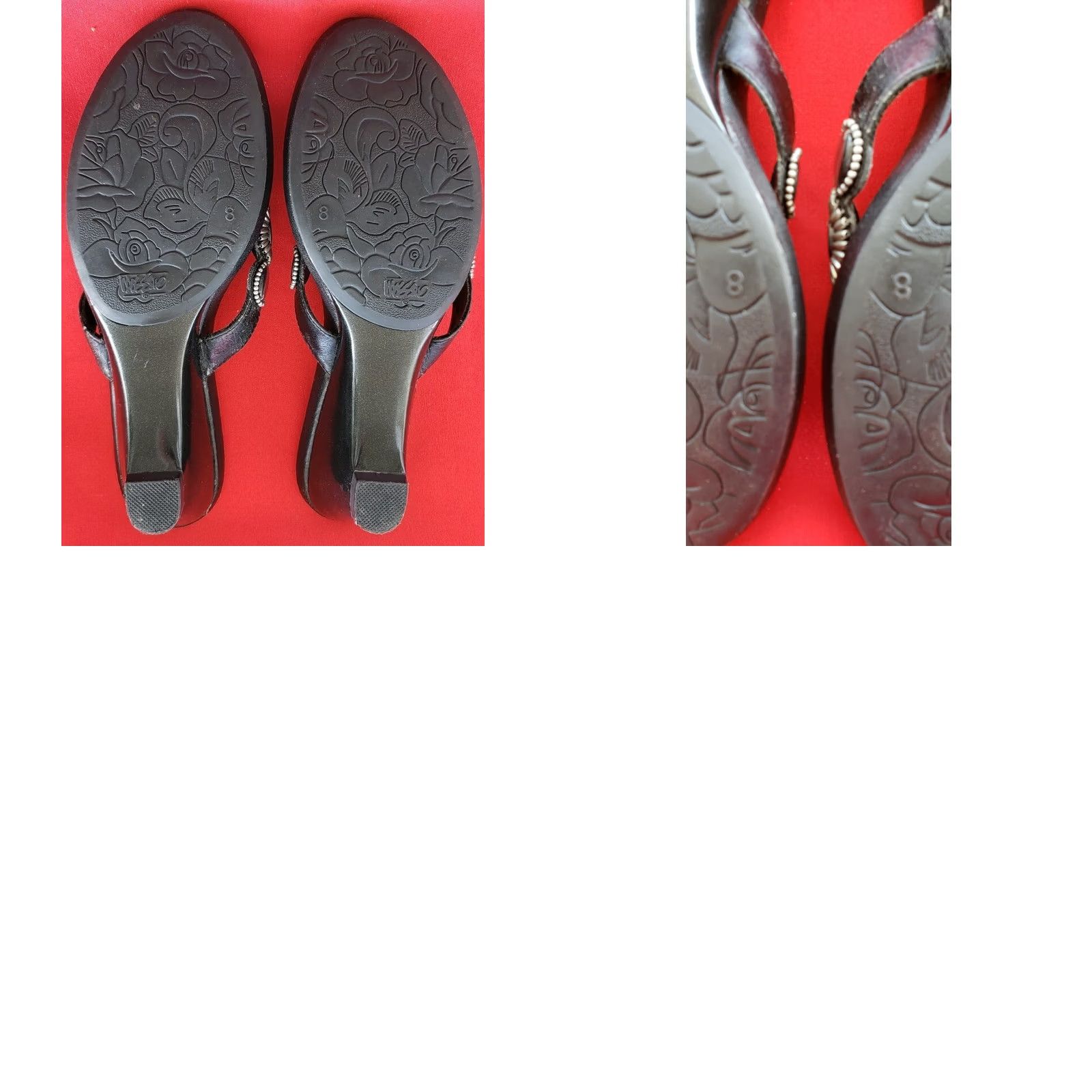 Mossimo Mossimo Women's Wedge Slide Sandals Size 8M Dark Silver With Shell Adornments Sandal Slides Leather Manmade Casual Womens Size US 8 / IT 38 - 8 Thumbnail