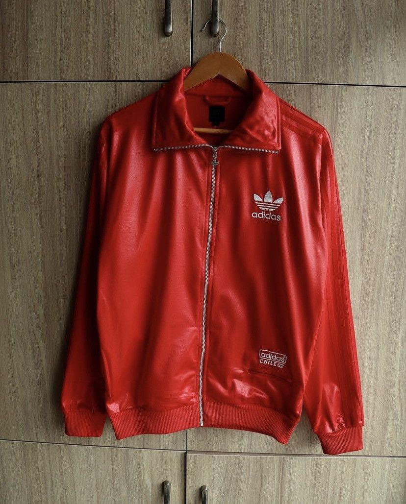 Adidas × Vintage Vintage 00’s Y2K Adidas Chile62 Waxed Shine Zip Sweatshirt Size US S / EU 44-46 / 1 - 2 Thumbnail