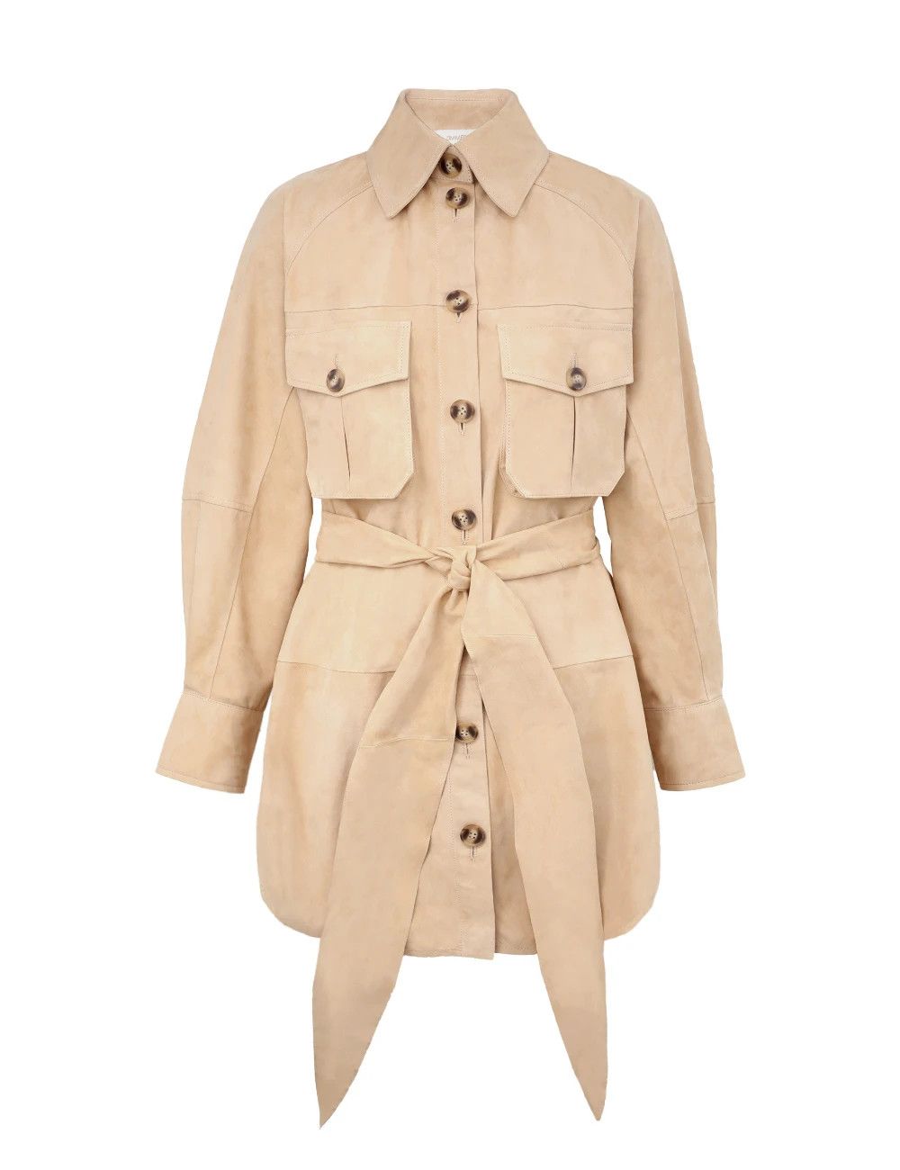 Zimmermann oc11z0226 Illuminate Suede Mini Dress In Sand Size M / US 6-8 / IT 42-44 - 1 Thumbnail
