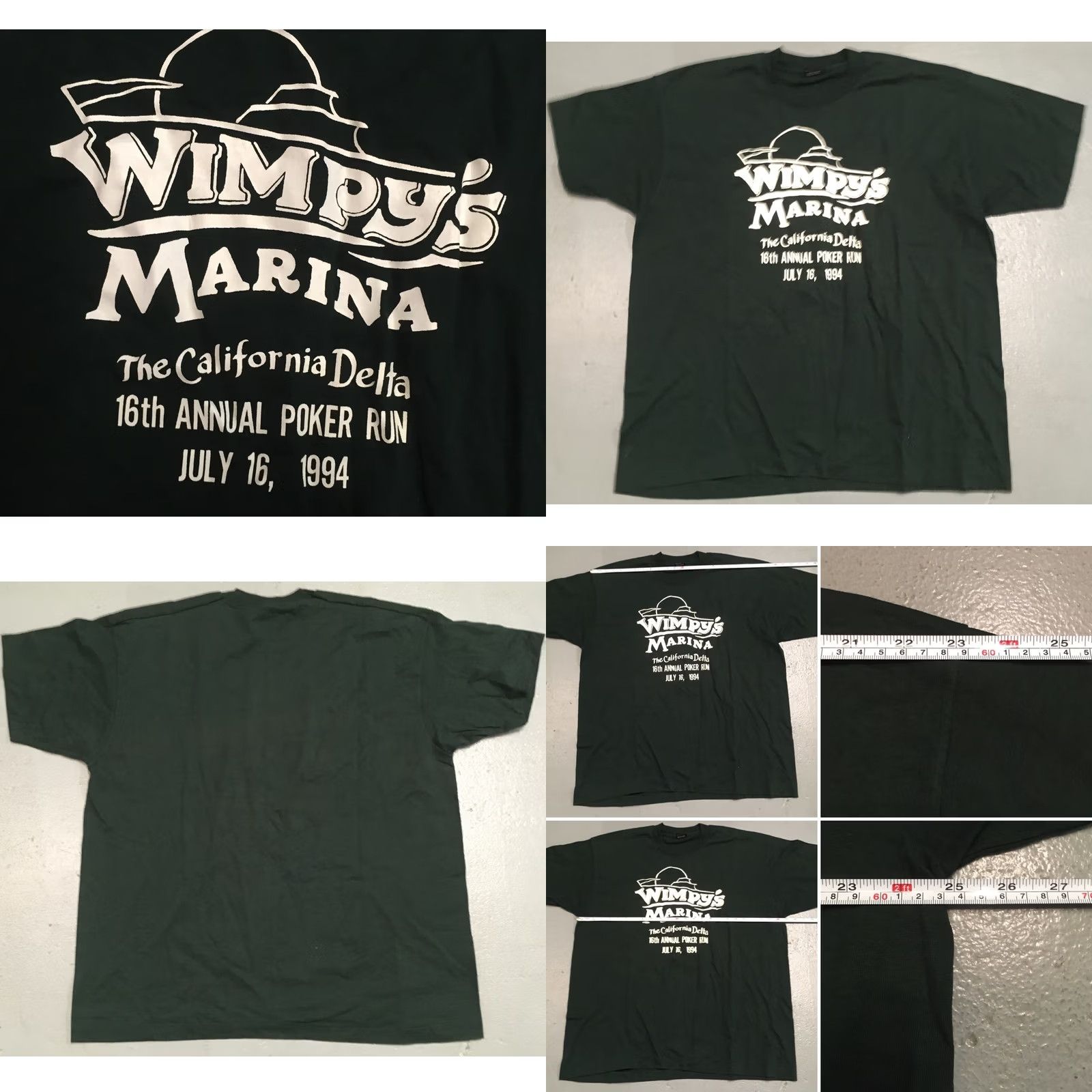 Fruit Of The Loom Vintage Wimpys Marina California Delta Poker Run 1994 T Shirt Size XXL 2XL 90s Size US XXL / EU 58 / 5 - 8 Thumbnail