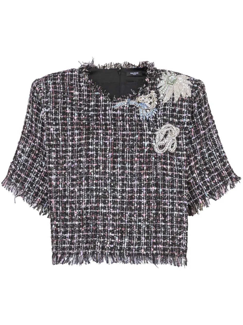 Balmain o1s1wg110825 Diamond Pattern Knitted T-Shirt in Black/White Size M / US 6-8 / IT 42-44 - 1 Thumbnail