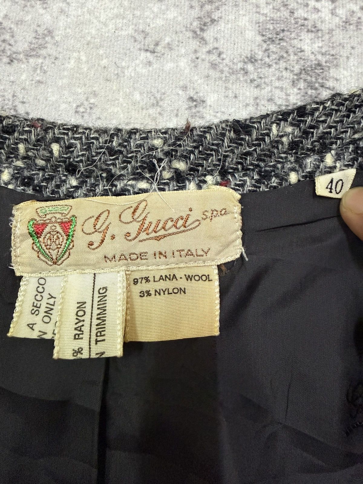 Gucci Vintage Gucci Sparkling Grey Tweed Cropped Jacket Button Up Size S / US 4 / IT 40 - 10 Thumbnail