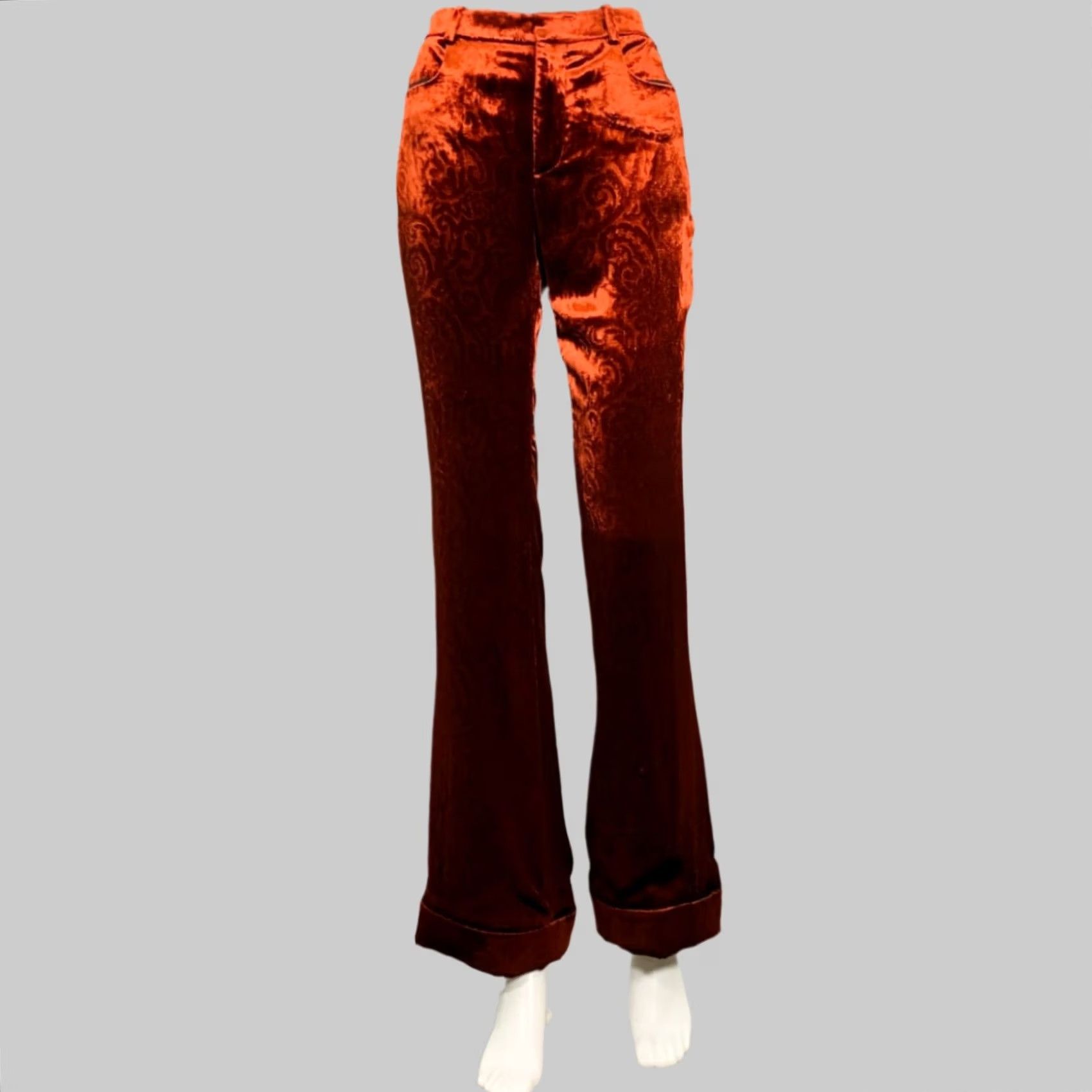 Yves Saint Laurent SAINT LAURENT Size 4 Burgundy Viscose Blend Velvet Dress Pants Size 27" / US 4 / IT 40 - 2 Thumbnail