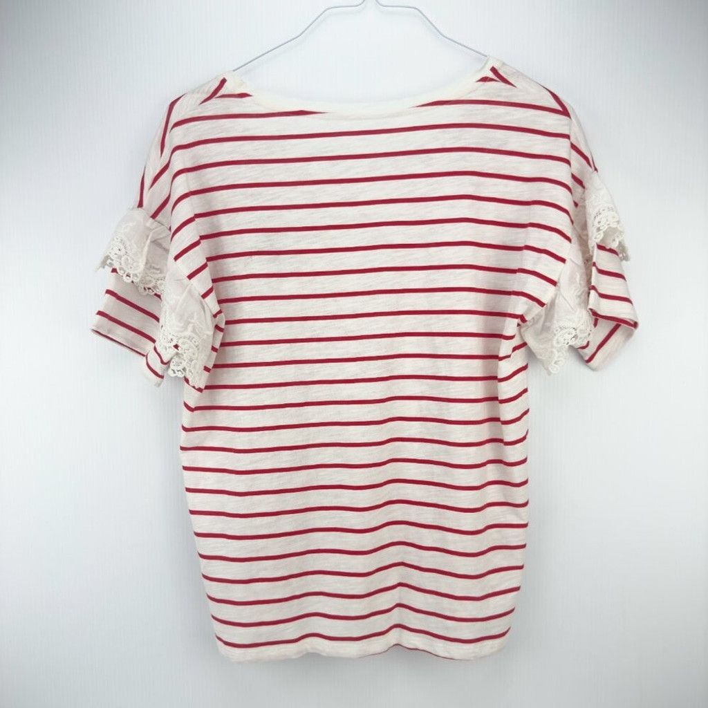 Other OUI Striped Cotton Red White T-Shirt Lace Boat Round Size 8 Size M / US 6-8 / IT 42-44 - 10 Thumbnail