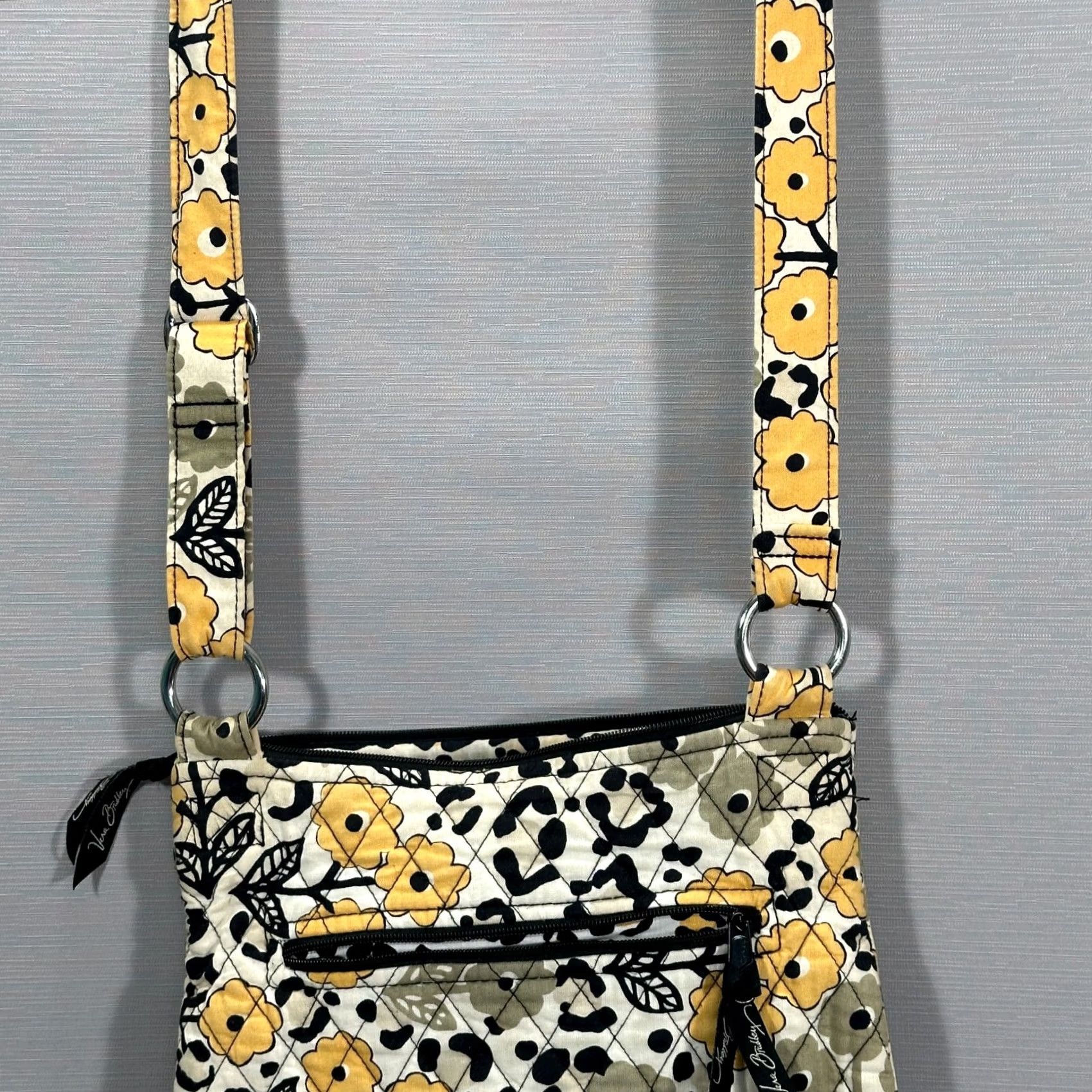Vera Bradley Vera Bradley Go Wild Crossbody Bag Yellow Women's Crossbody Medium with Adjustable Strap, Outer & Inner Pockets, Quilt Knit Cotton, Zebra Pattern Size ONE SIZE - 3 Thumbnail