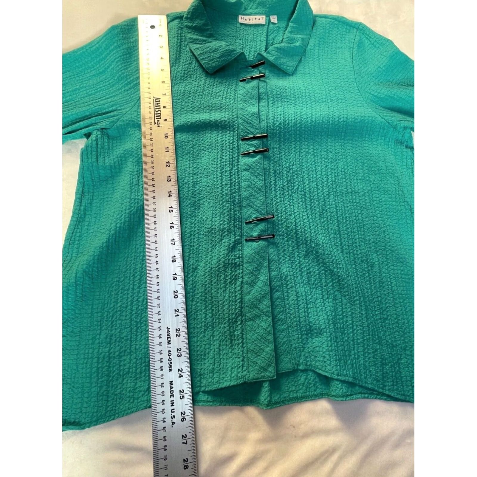 Habitat Habitat Womens Long Sleeve Button-Down Blouse Top Large Turquoise Lightweight Size L / US 10 / IT 46 - 6 Thumbnail
