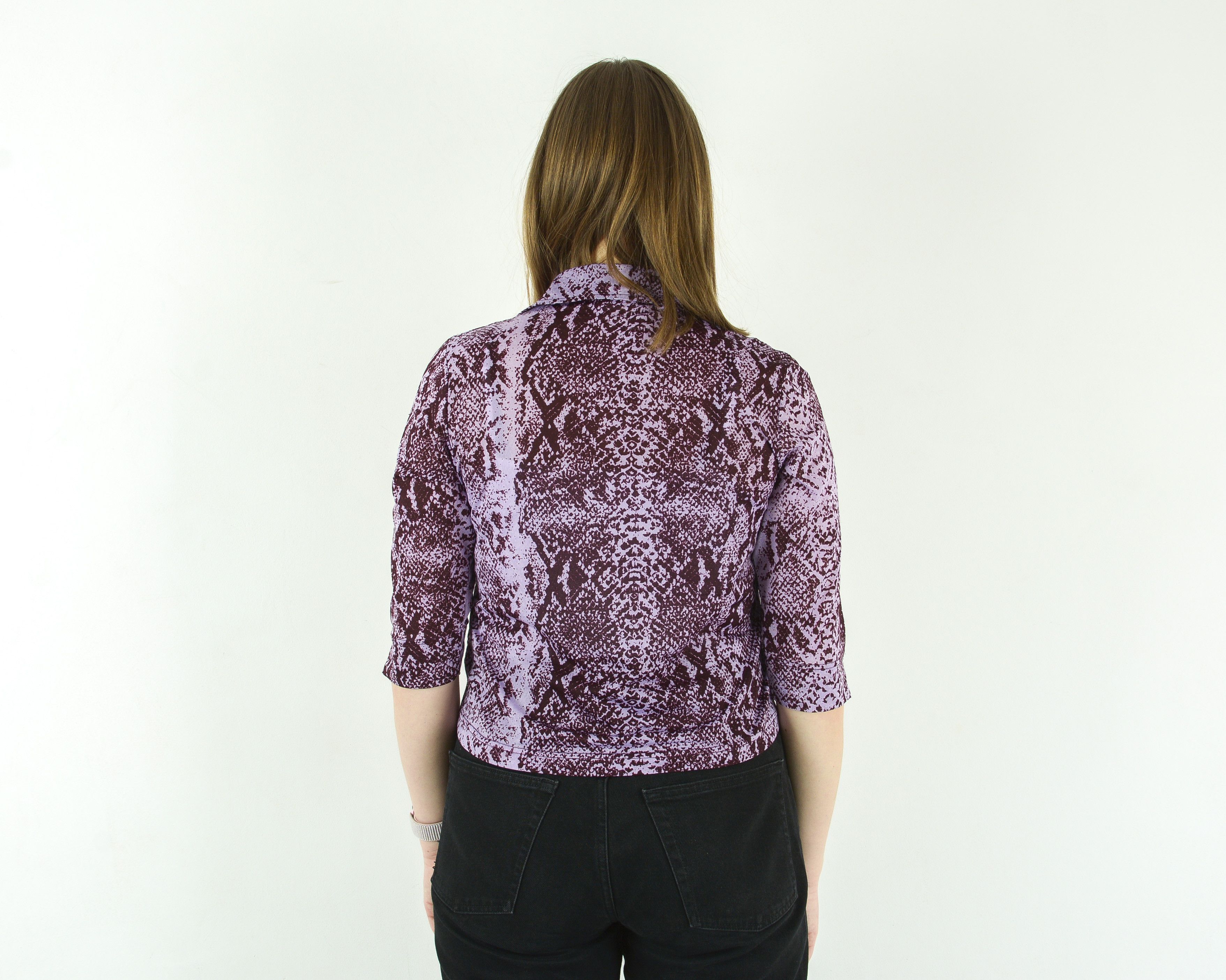 Other × Vintage Angels Patterned Blouse Collared Boho Shirt Button Up Top Size S / US 4 / IT 40 - 4 Thumbnail
