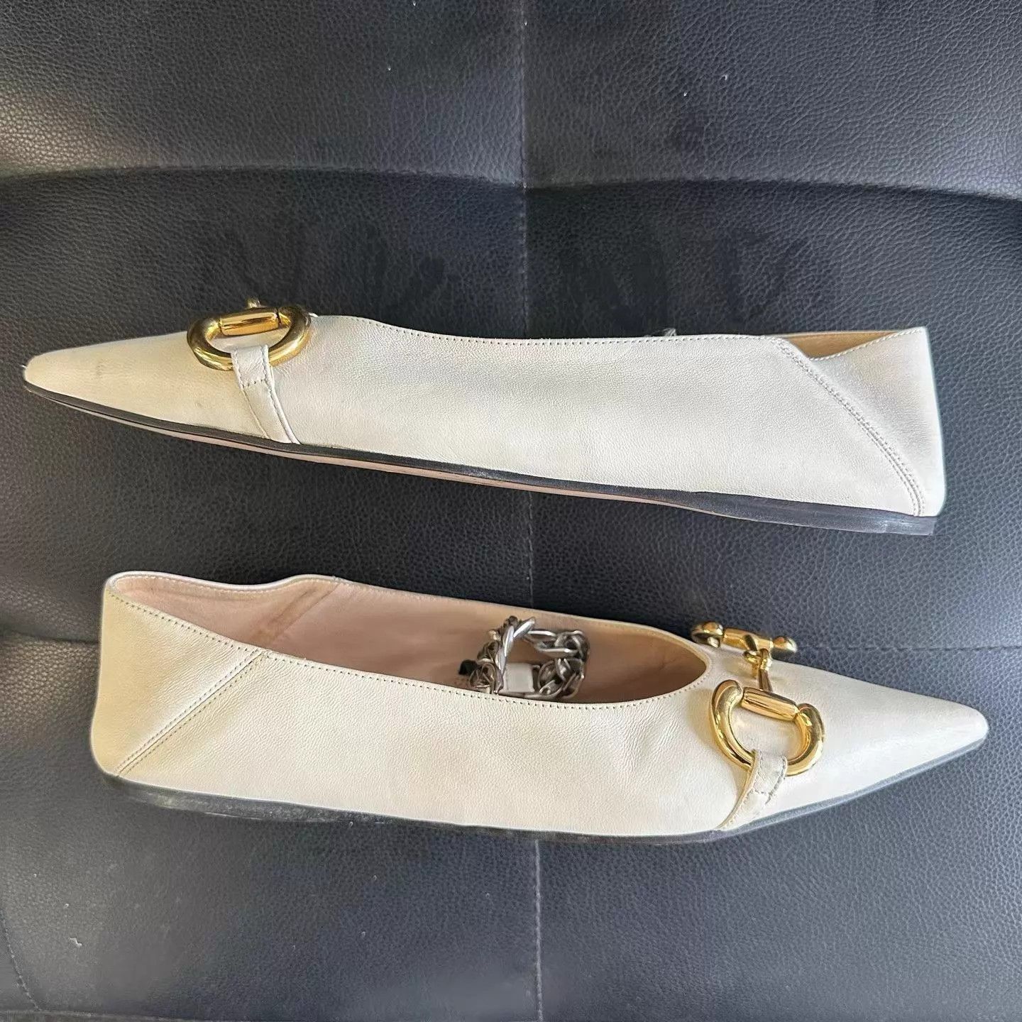 Gucci Gucci Horsebit Chain Pointed Toe Flat 38 Size US 7.5 / IT 37.5 - 5 Thumbnail