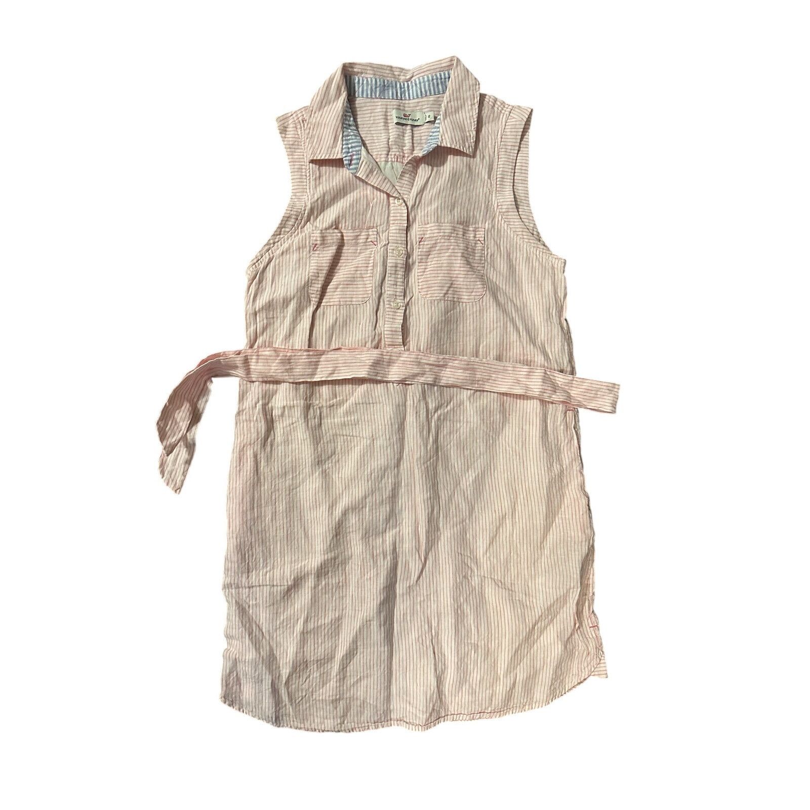 Vineyard Vines Vineyard Vines Margo Linen Pink Stripe Shirt Dress size 12 Size XL / US 12-14 / IT 48-50 - 1 Thumbnail
