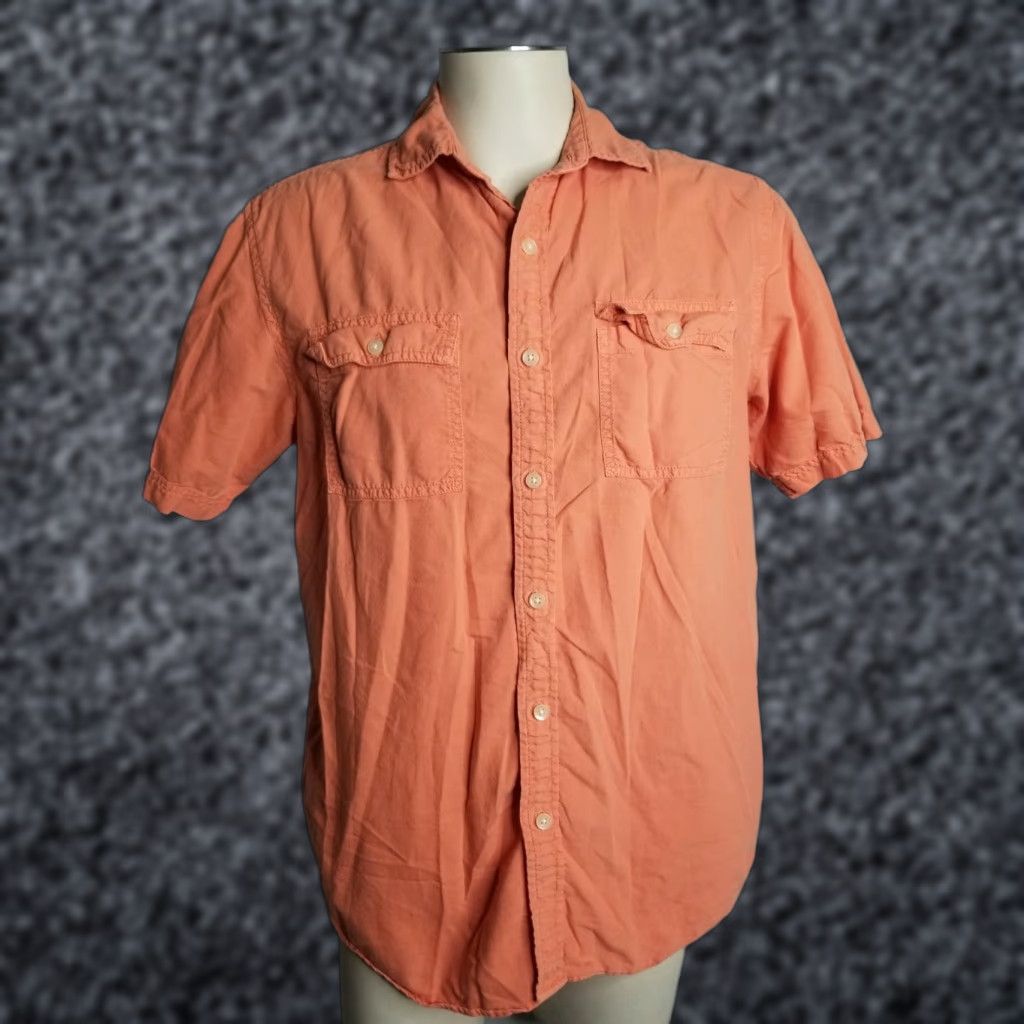 Levi's VINTAGE Levi's Mens M Camp Shirt Short Sleeve Button-Down Orange Classic 90s Mens Shirt Size US M / EU 48-50 / 2 - 1 Thumbnail