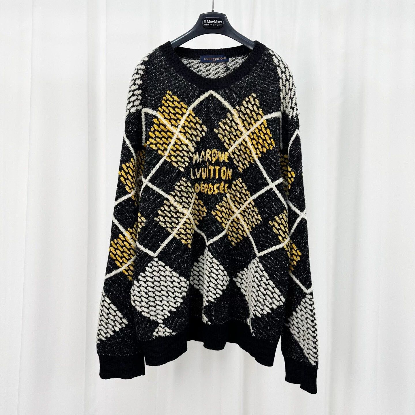 Louis Vuitton louis vuitton argyle knit sweater in black Size XXL / US 16-18 / IT 52-54 - 1 Thumbnail