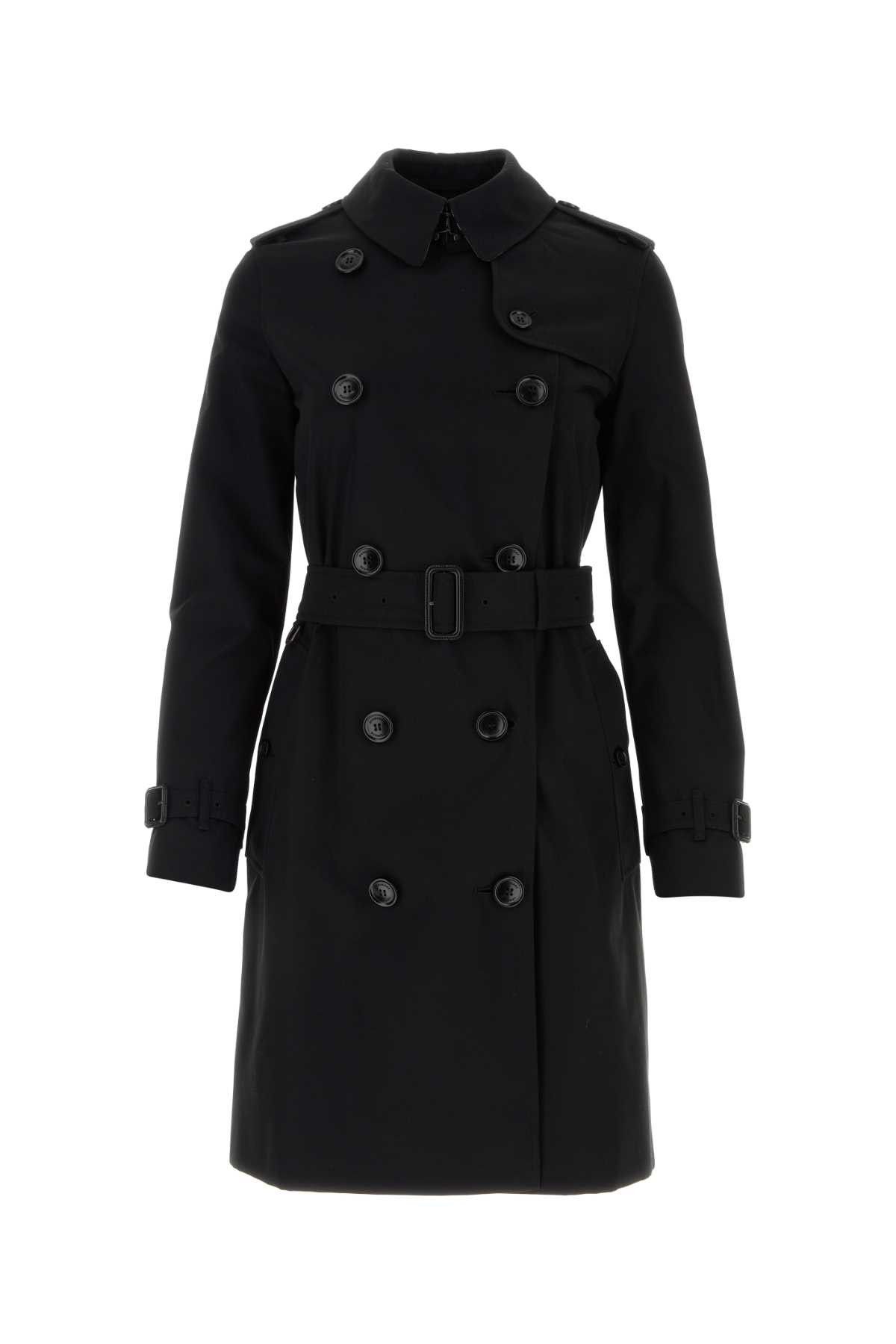 image of Burberry Black Gabardine Trench Coat, Women's (Size Medium)