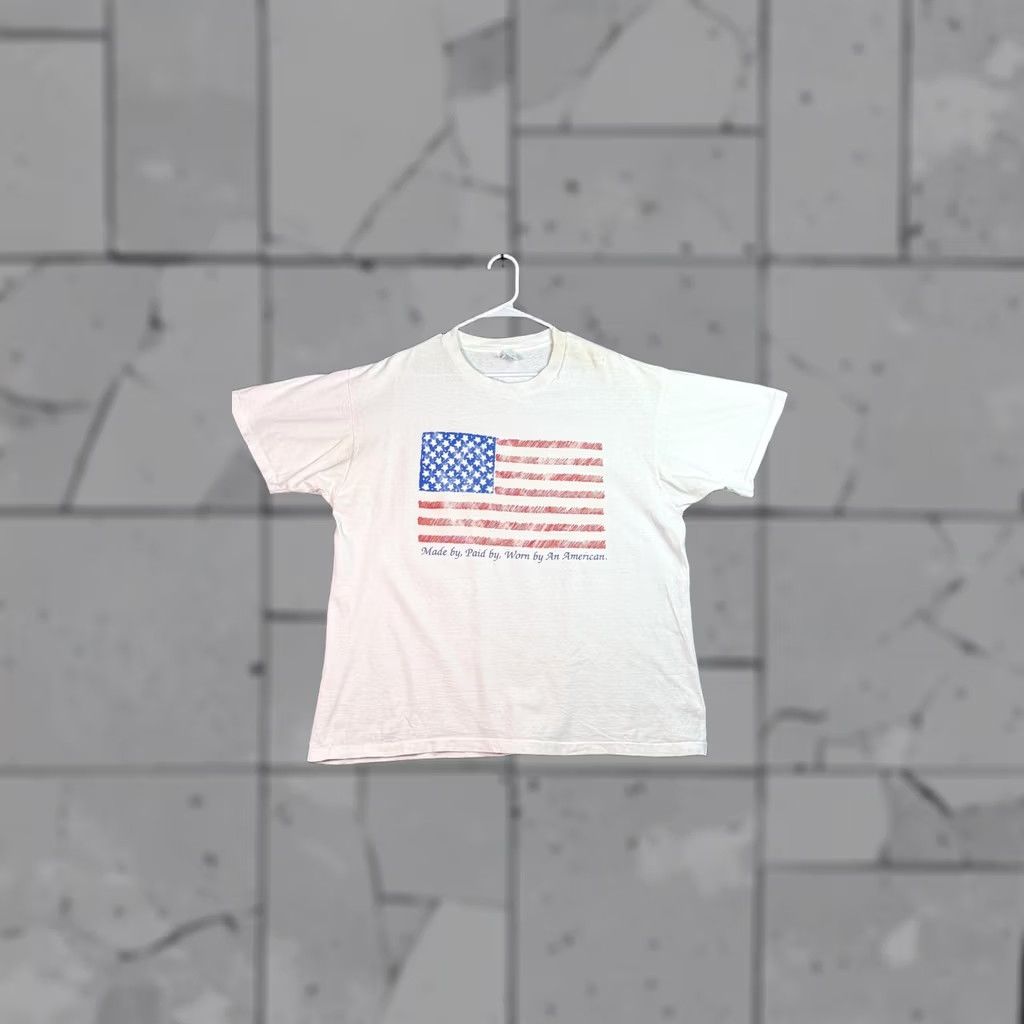 Delta VINTAGE Delta American Flag Shirt Mens XL White 90s Graphic Tee Patriotic USA Flag Crew Neck Cotton Short Sleeve Mens Size US XL / EU 56 / 4 - 1 Thumbnail