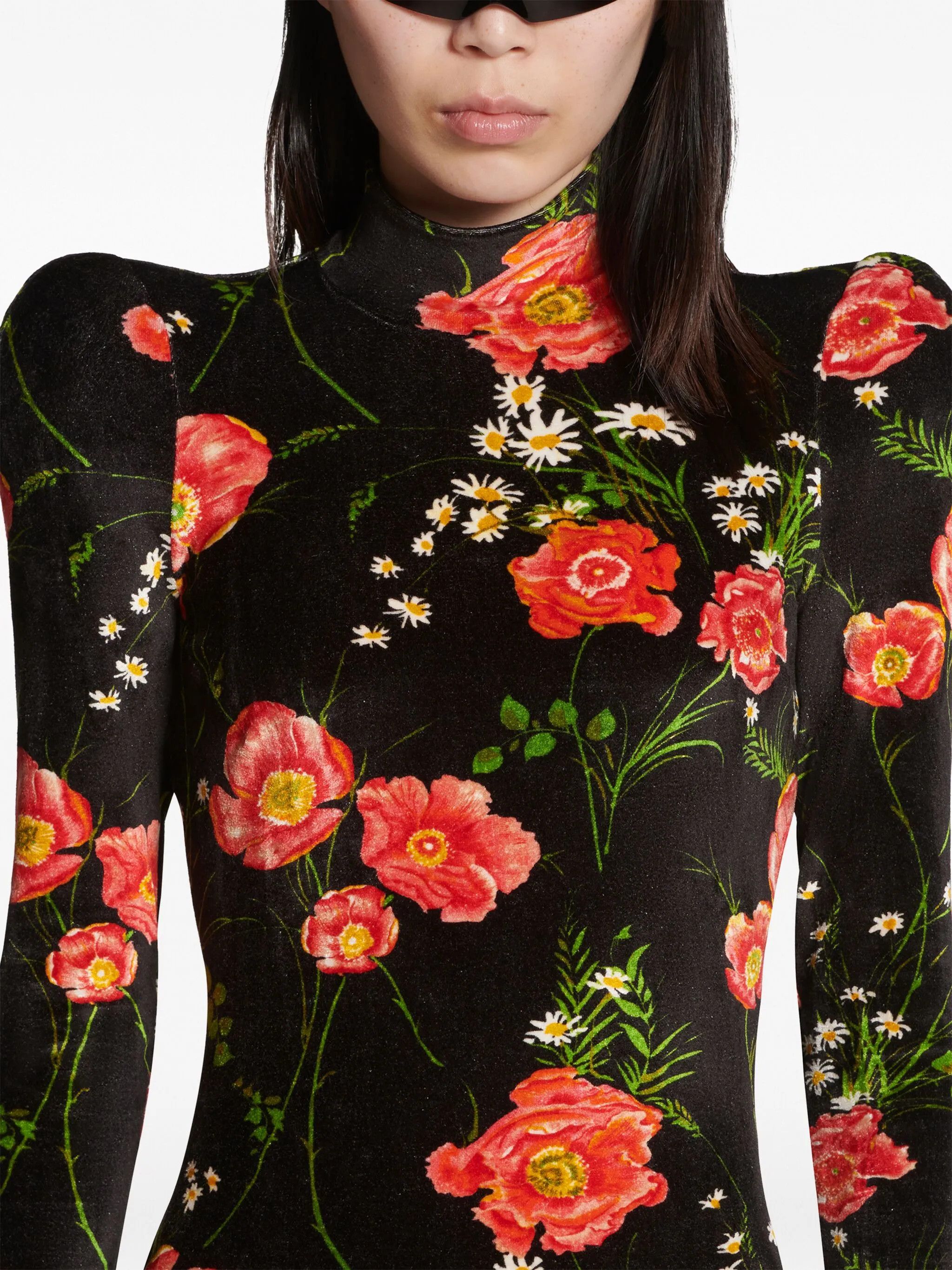 Balenciaga o1mt1gz0125 Poppy Turtleneck Dress in Multicolor Size S / US 4 / IT 40 - 5 Thumbnail