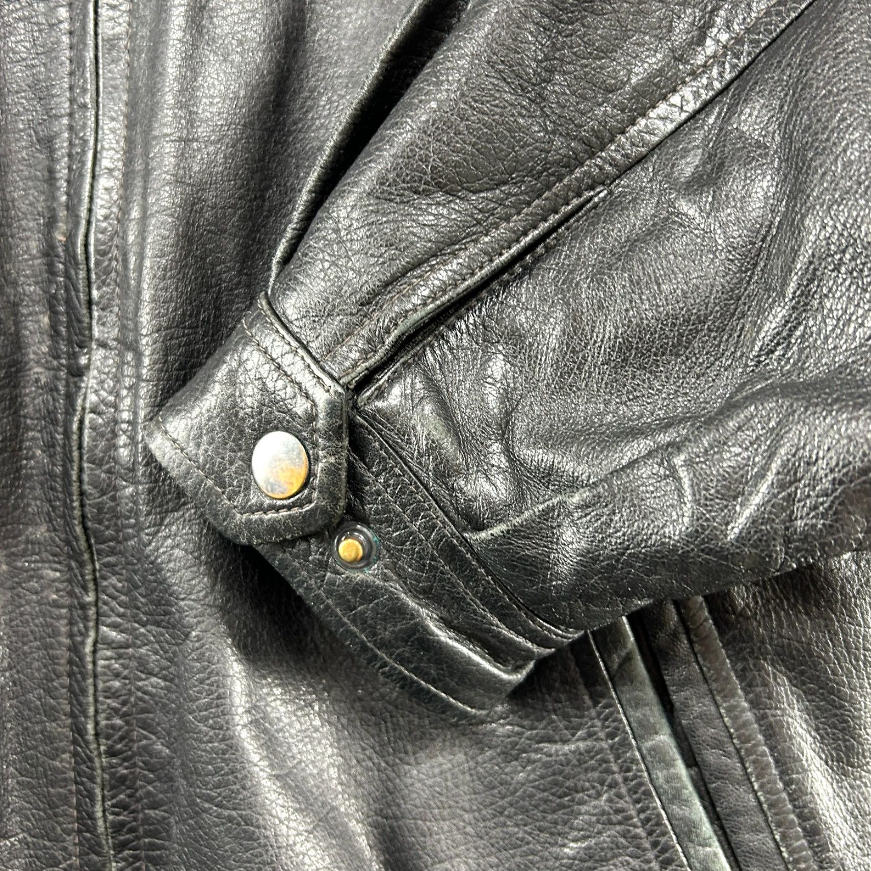 Vintage VINTAGE OutBrook Jacket Mens XL Black Bomber Leather Real Patina 90s Streetwear Zip Size US XL / EU 56 / 4 - 6 Thumbnail