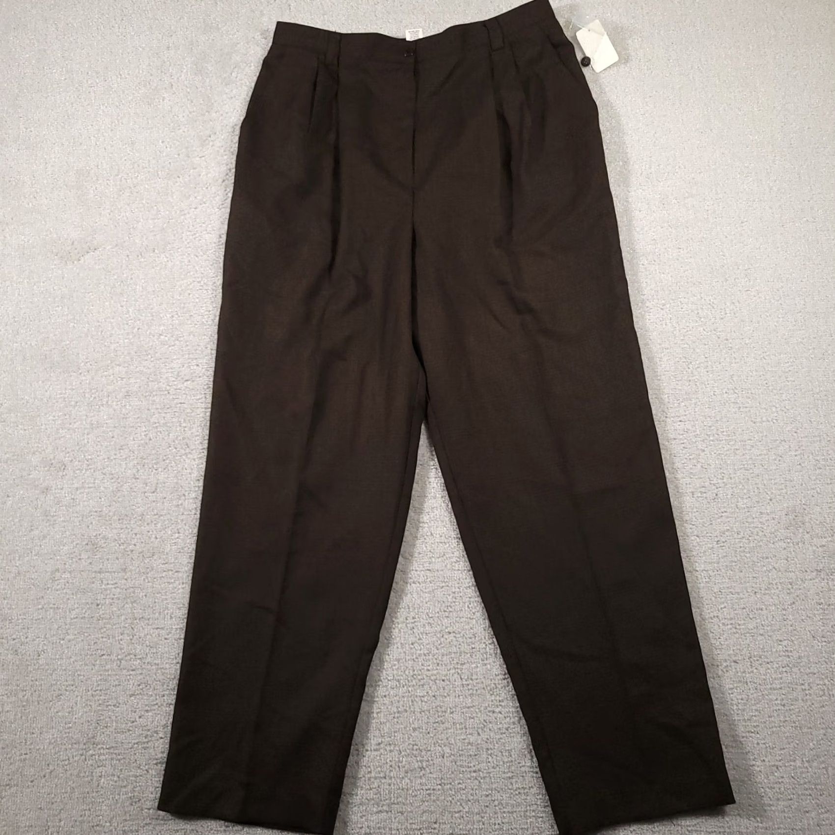 Van Heusen VINTAGE Van Heusen Dress Pants Women's 16 Brown Knit Pockets Pleated Straight USA Size 38" / US 16 / IT 52 - 2 Thumbnail