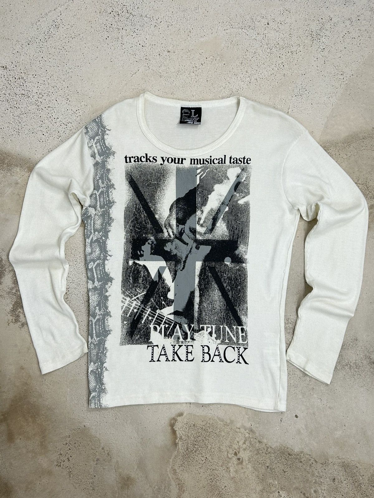 Japanese Brand Edgy Streetwear Long Sleeve – Stay Tune Print Size US M / EU 48-50 / 2 - 2 Thumbnail