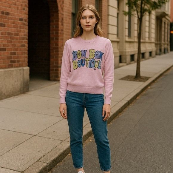 Boutique Moschino US Sz 6 Bon Bon Boutique Pink Cashmere Swe