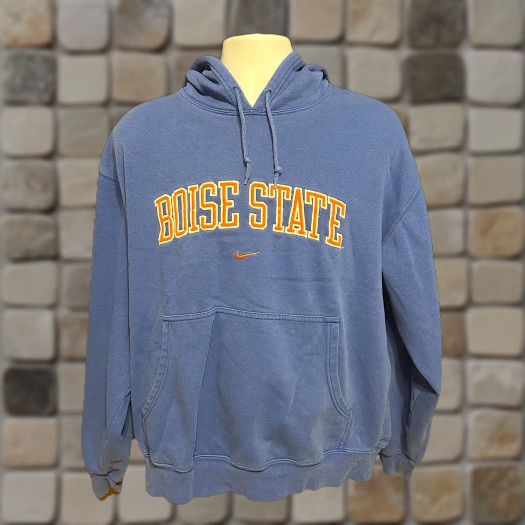 Nike VINTAGE Nike Hoodie Mens XL Blue Boise State Center Swoosh Kangaroo Pocket 2000s Size US XL / EU 56 / 4 - 1 Thumbnail