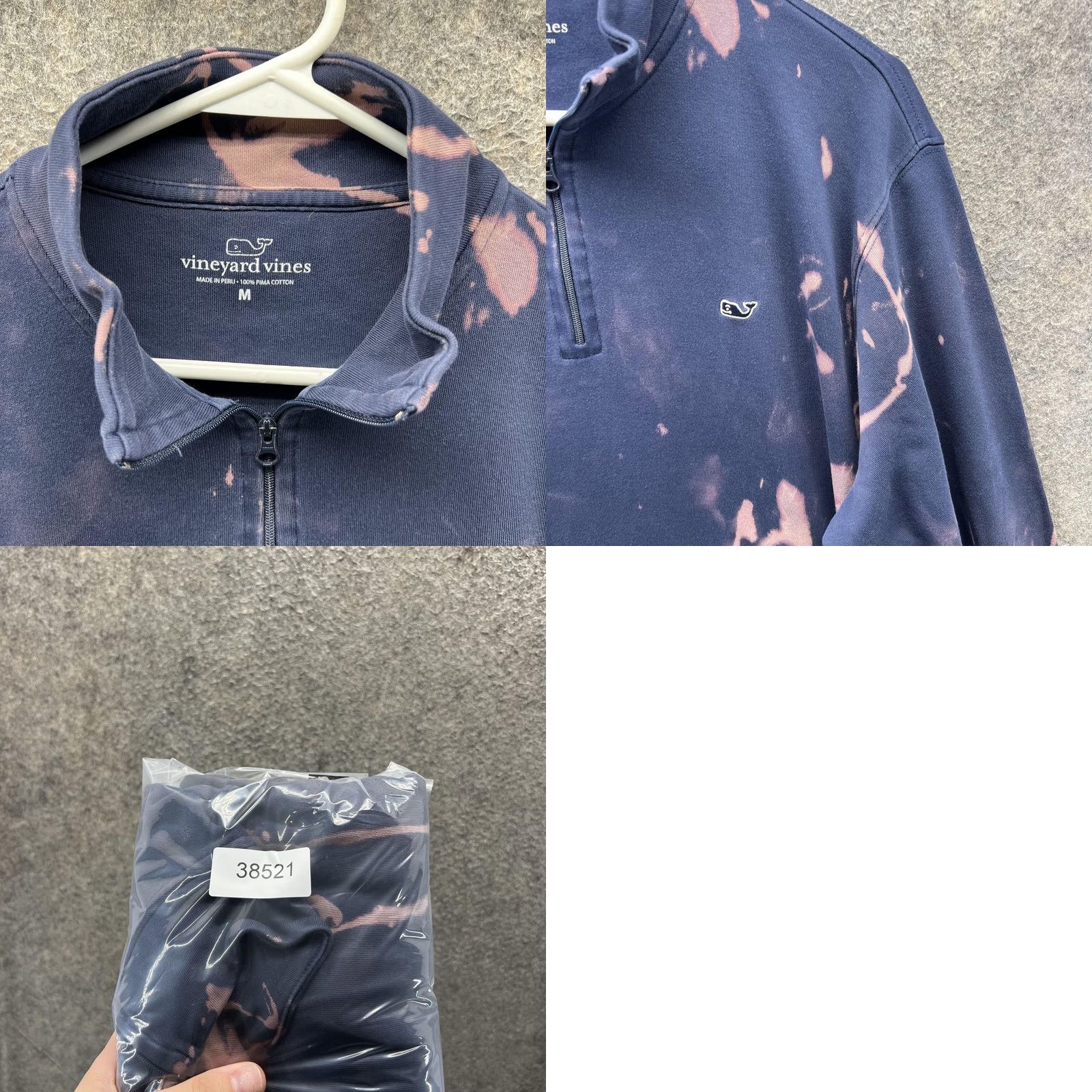 Vineyard Vines Vineyard Vines Sweatshirt Quarter Zip Mens M Navy Bleach Dye Pullover Size US M / EU 48-50 / 2 - 8 Thumbnail