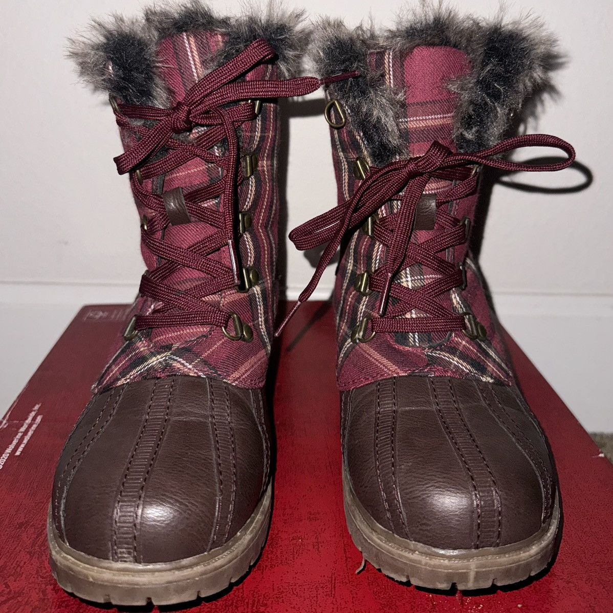 Designer × Other × Vintage Elladora Womens Fleece Lined Size 7.5 Duck Boot Burgundy Size US 7.5 / IT 37.5 - 4 Thumbnail