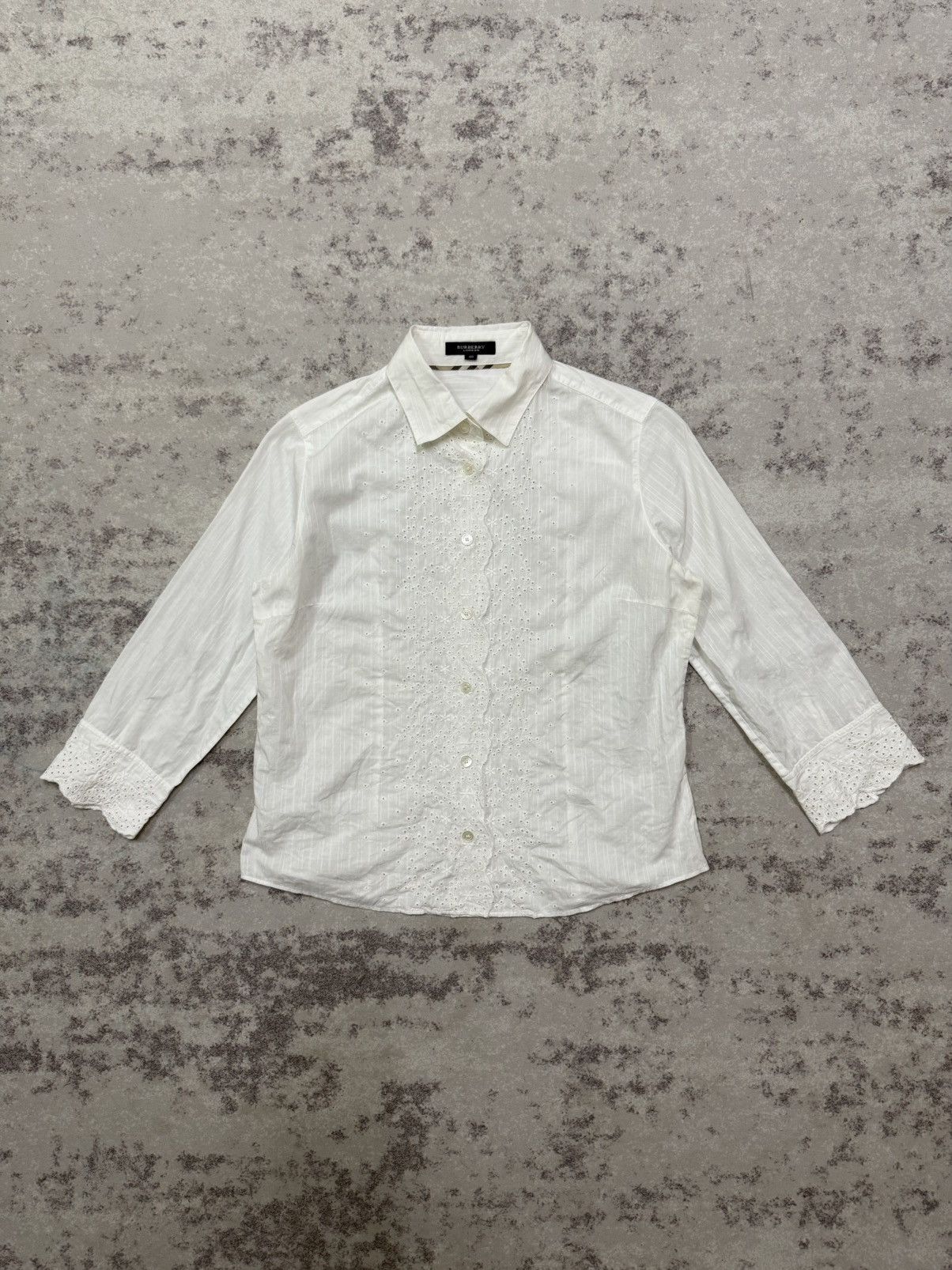 Burberry Burberry London White Broderie Anglaise Embroidered Shirt Size S / US 4 / IT 40 - 3 Thumbnail